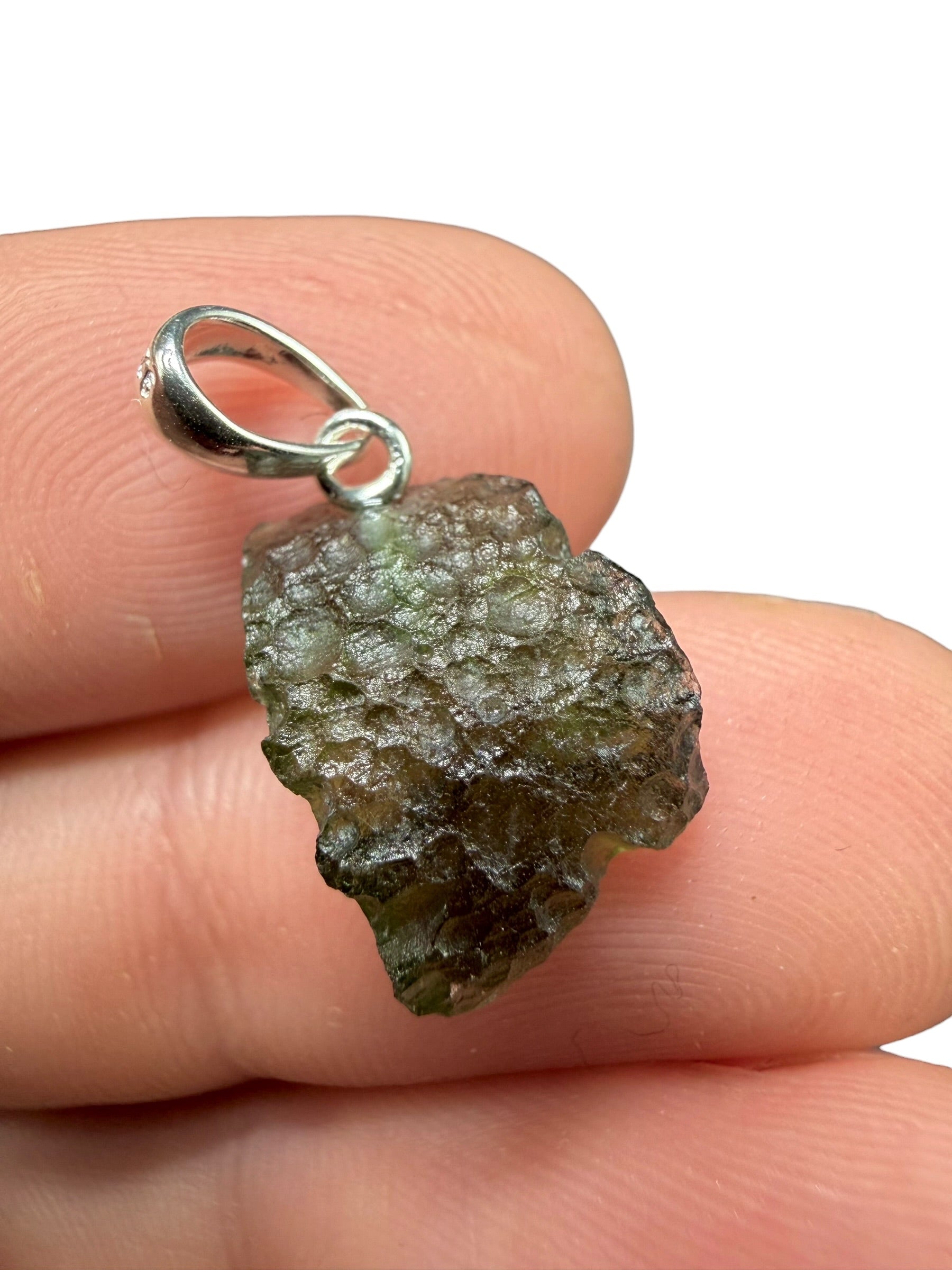 Silver moldavite pendant 1,2g