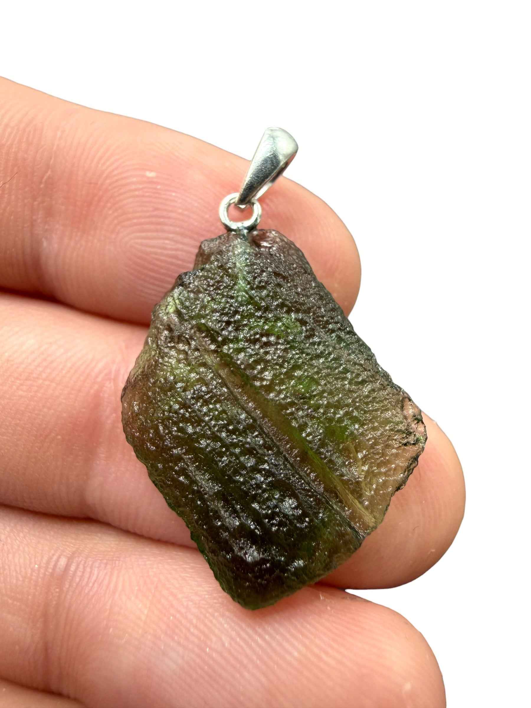 Ciondolo di moldavite in argento 2,6g - SP/V956
