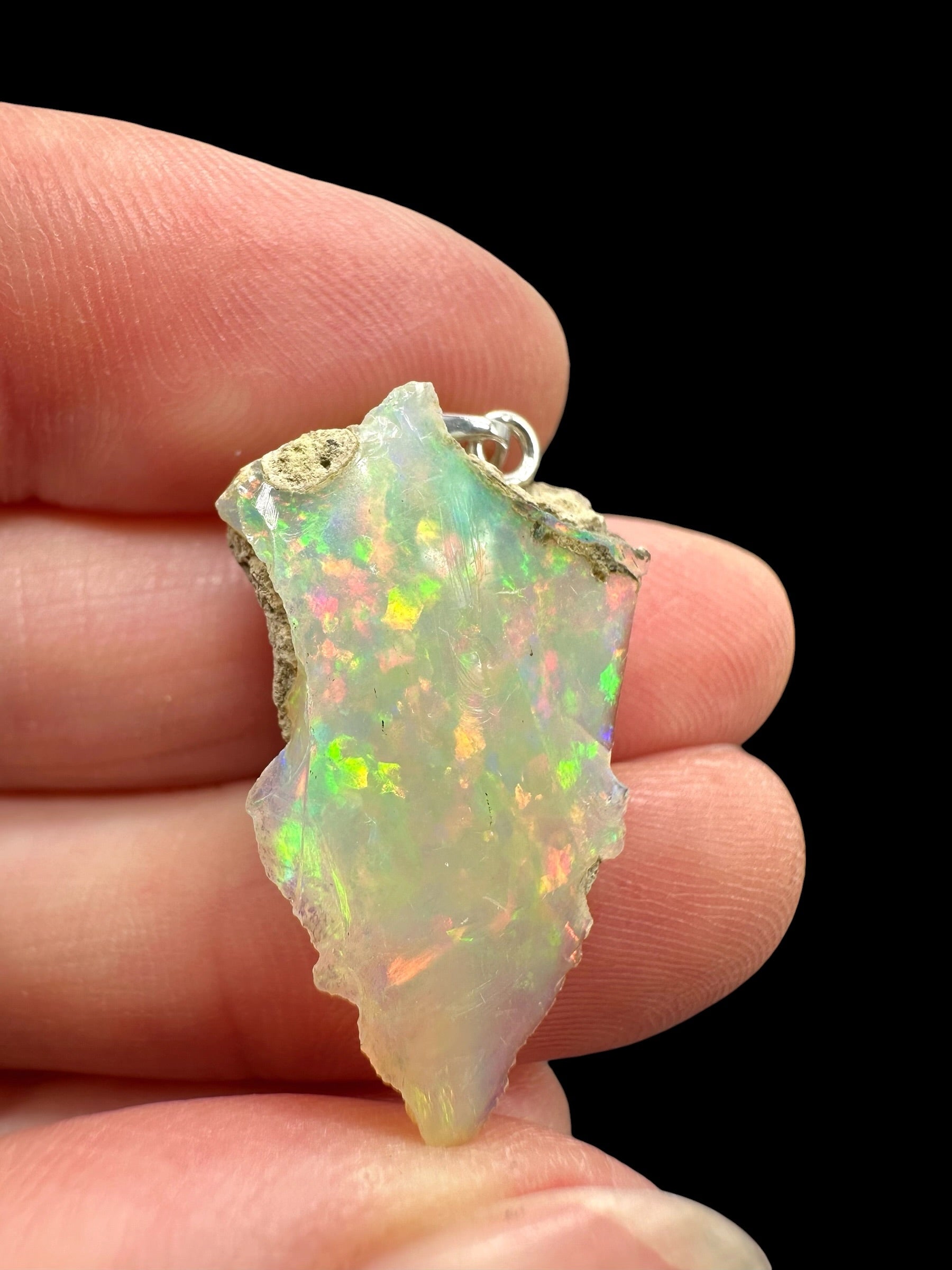Silver precious opal pendant - SP/OP078