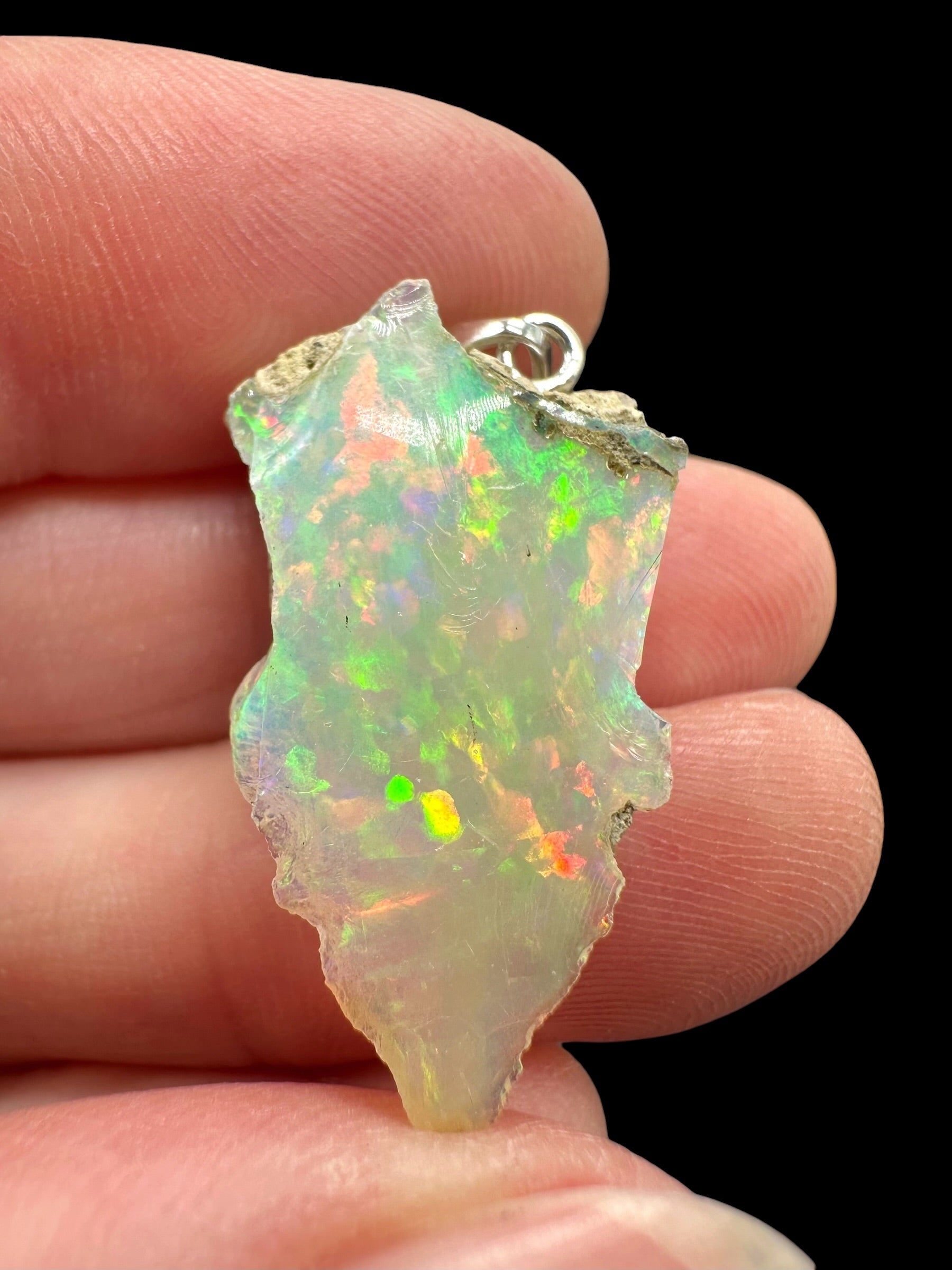 Silver precious opal pendant