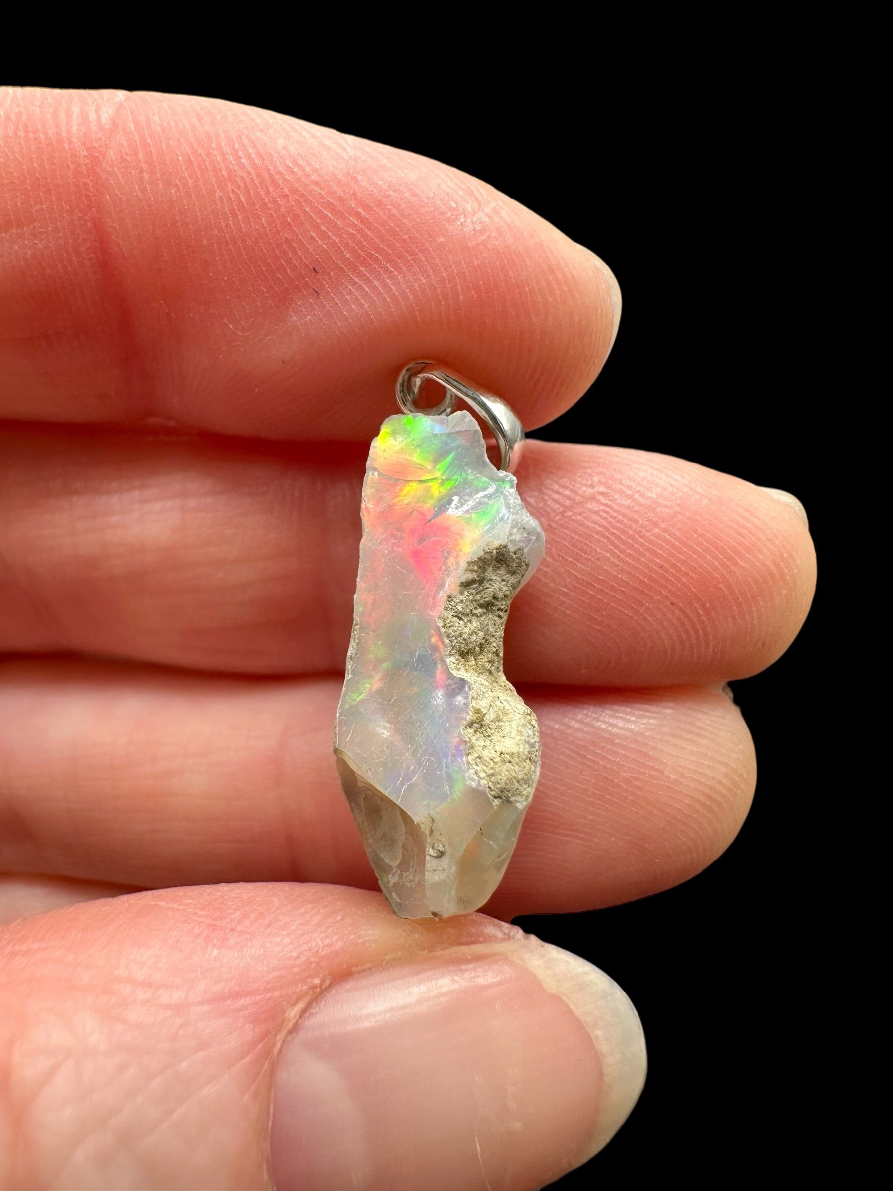 Silver precious opal pendant