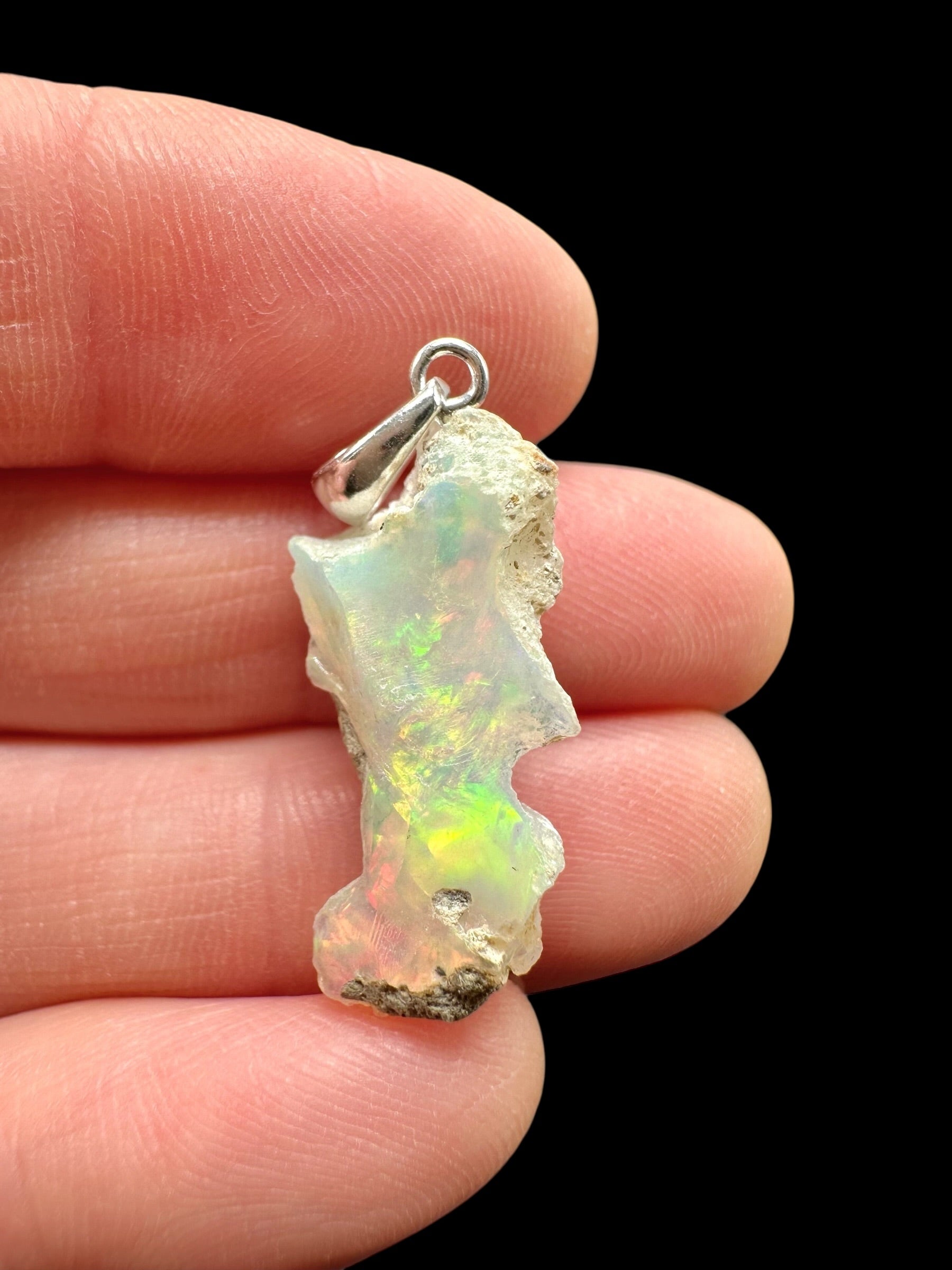 Silver precious opal pendant