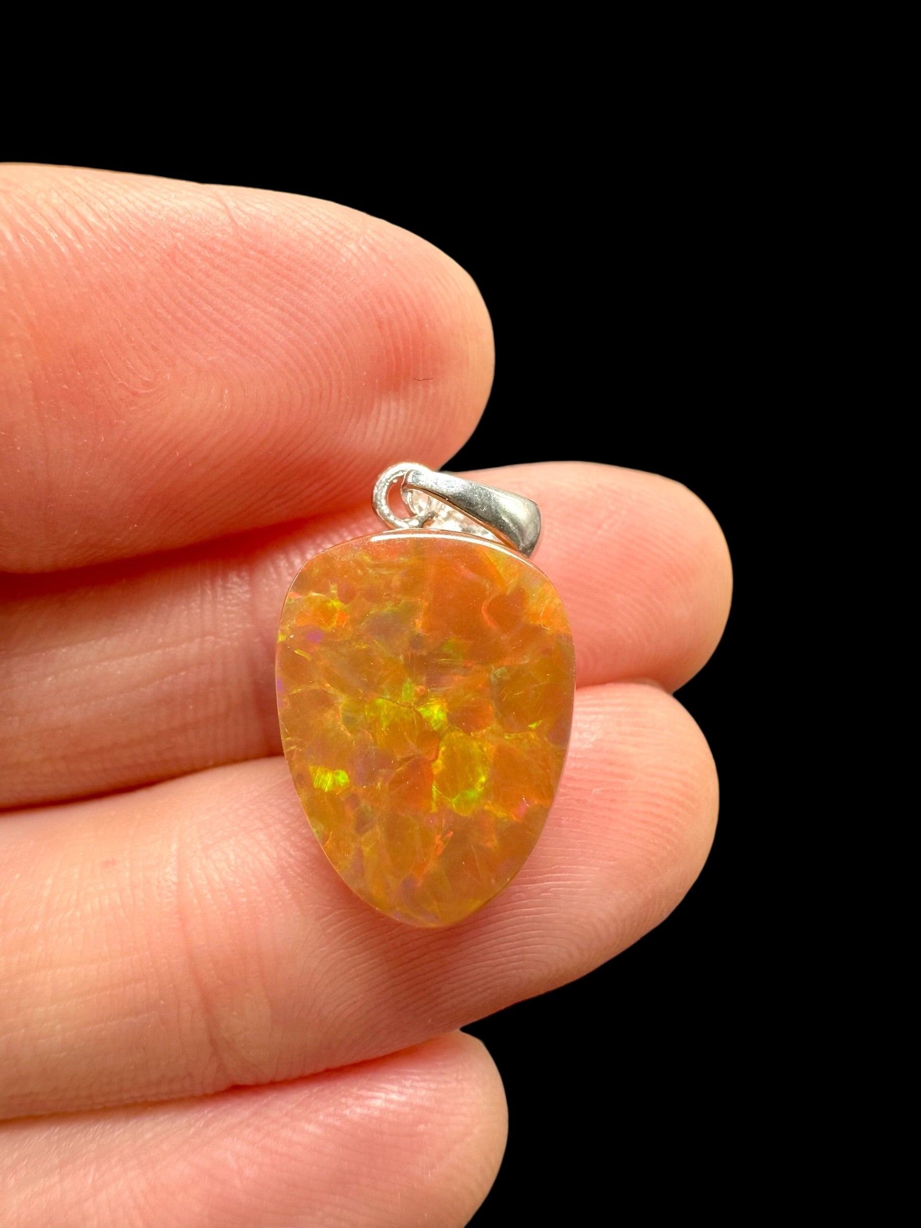 Silver faceted precious opal pendant - SP/OP108