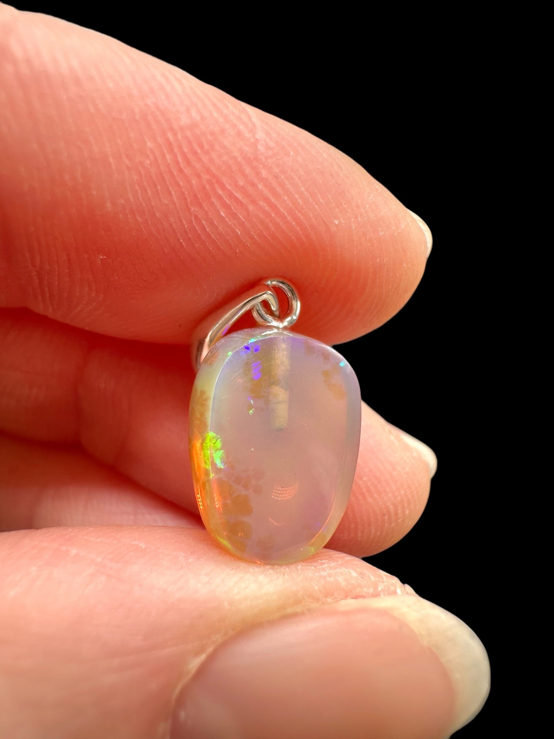Silver faceted precious opal pendant - SP/OP114