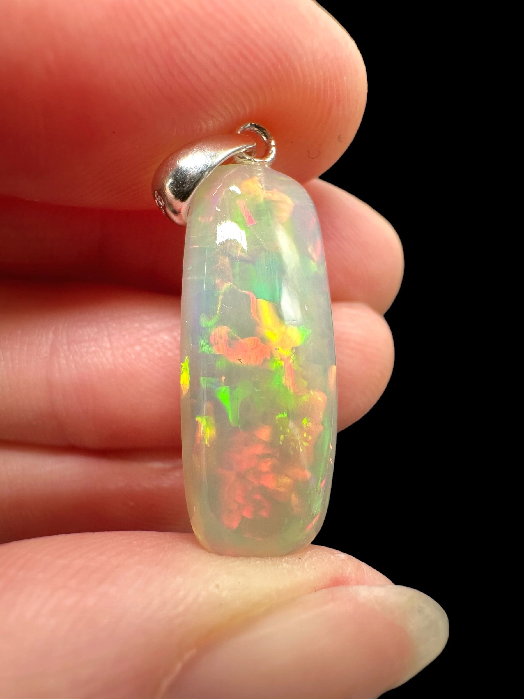 Silver faceted precious opal pendant - SP/OP120