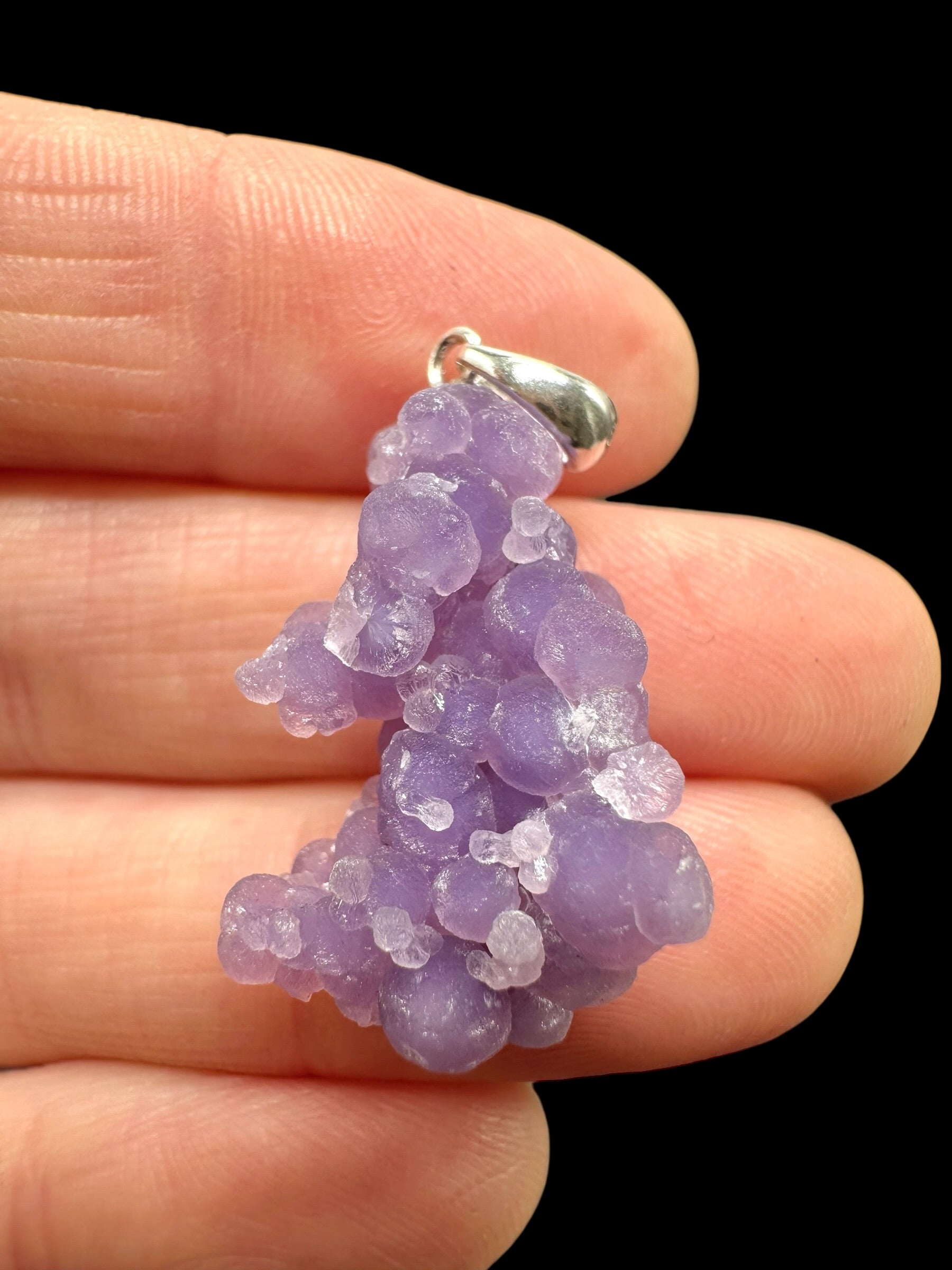 Silver grape chalcedony pendant