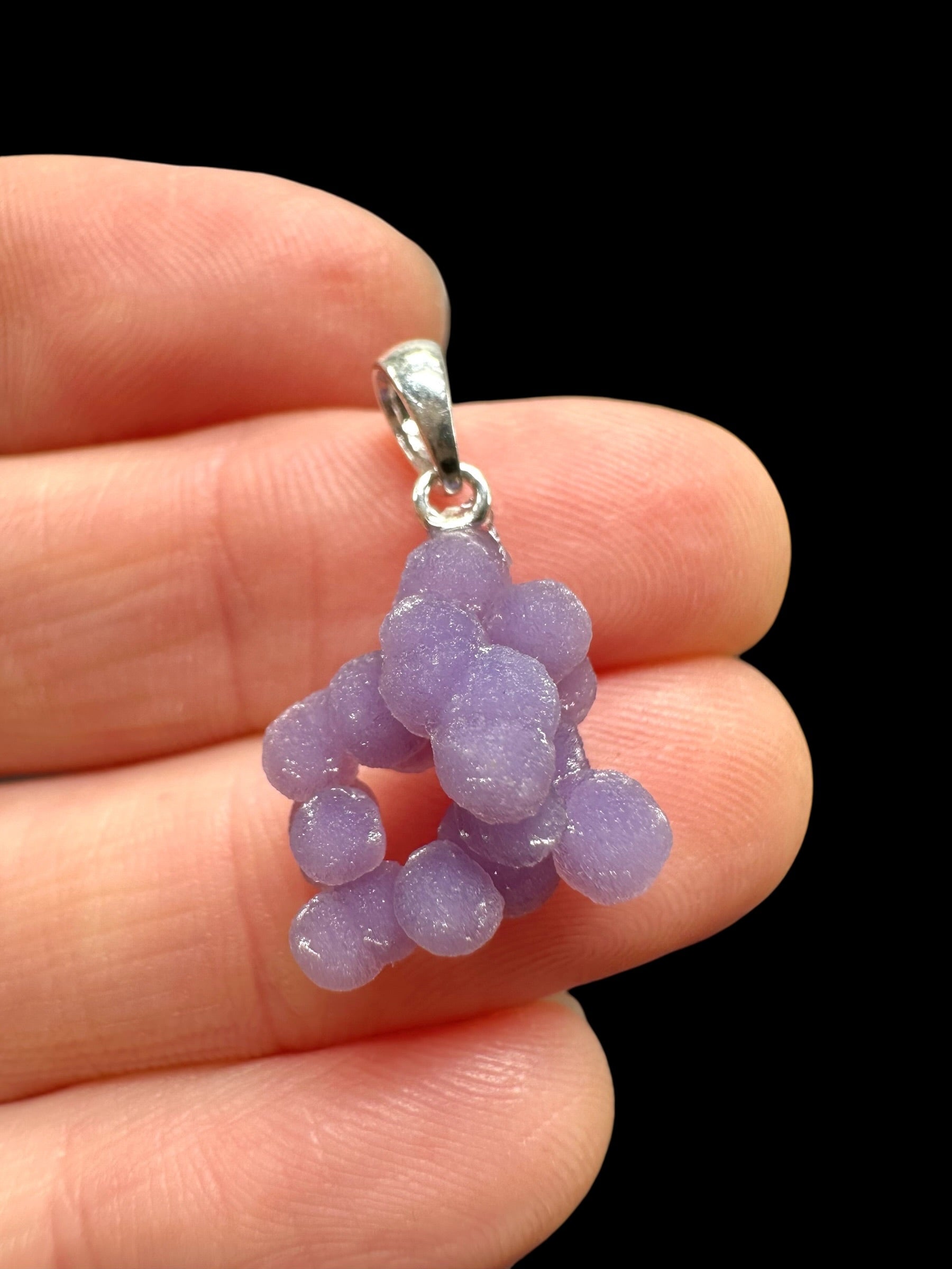 Silver grape chalcedony pendant