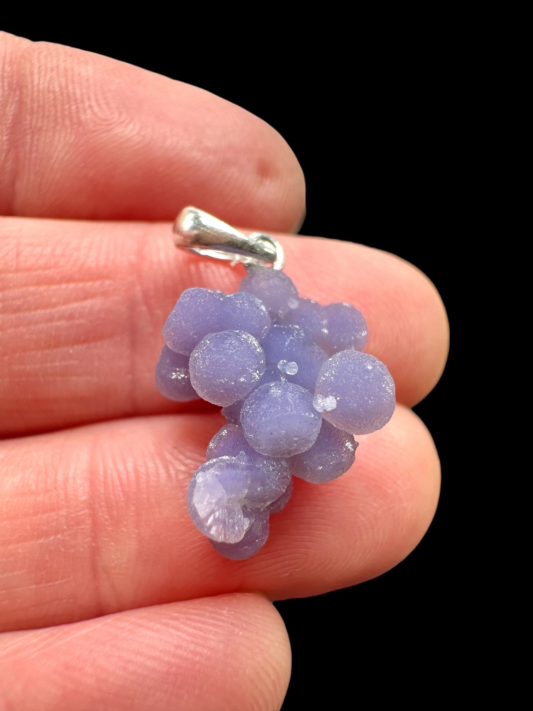 Silver grape chalcedony pendant