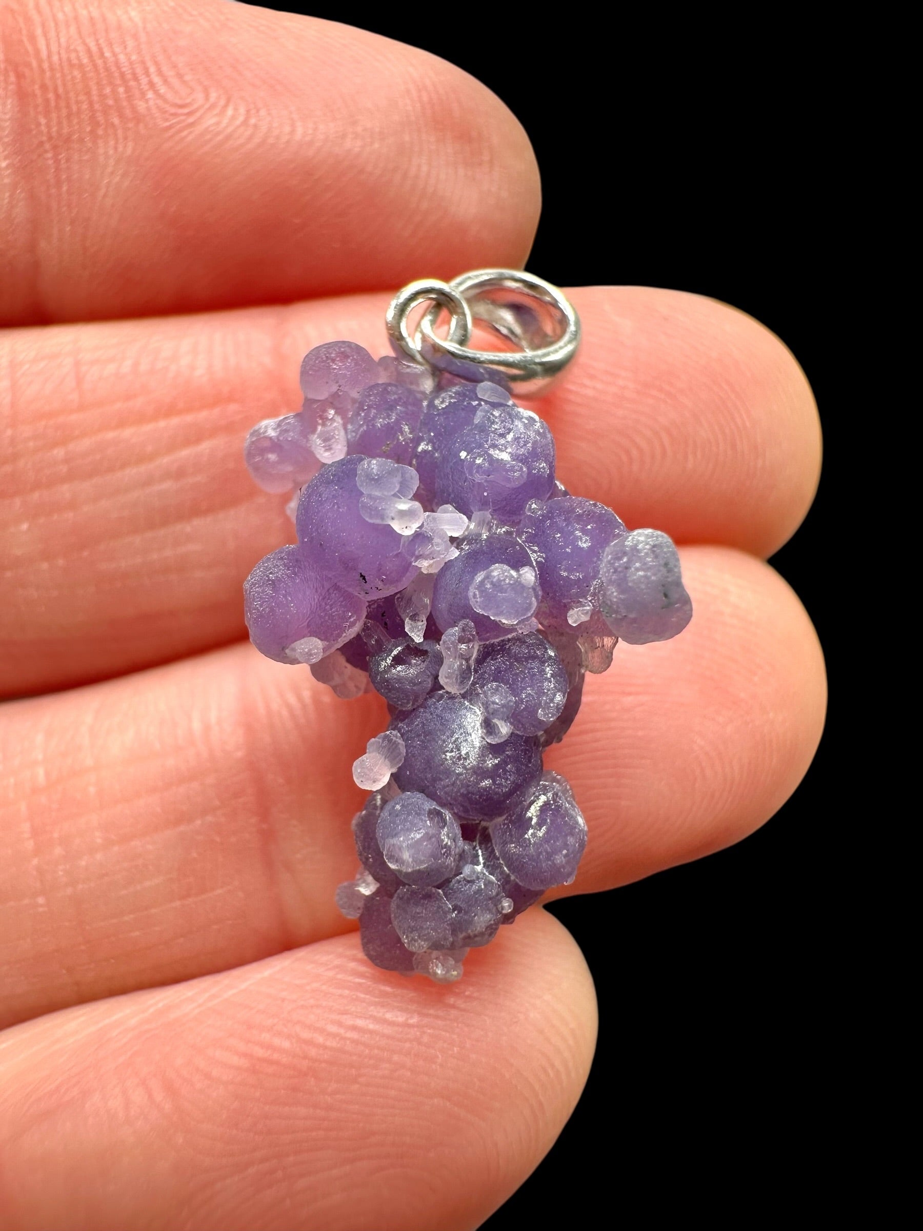 Silver grape chalcedony pendant
