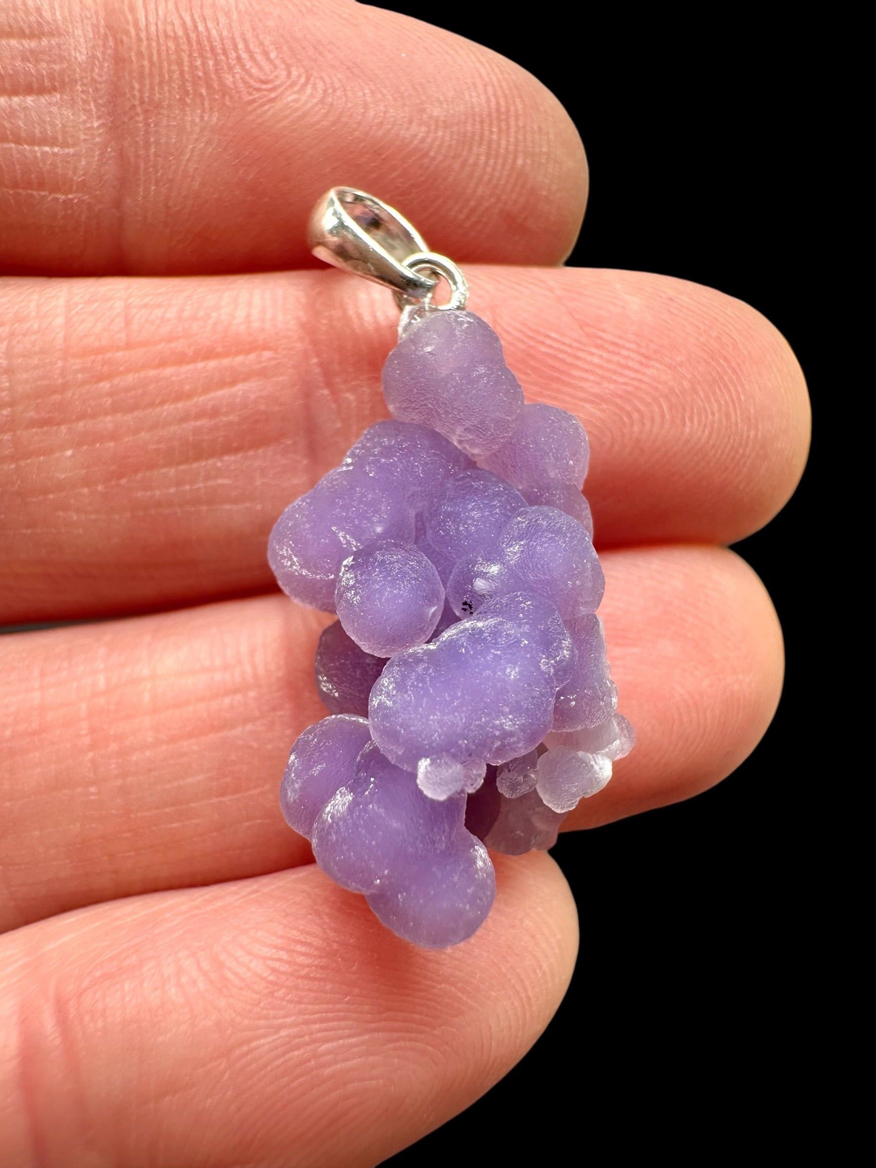 Silver grape chalcedony pendant