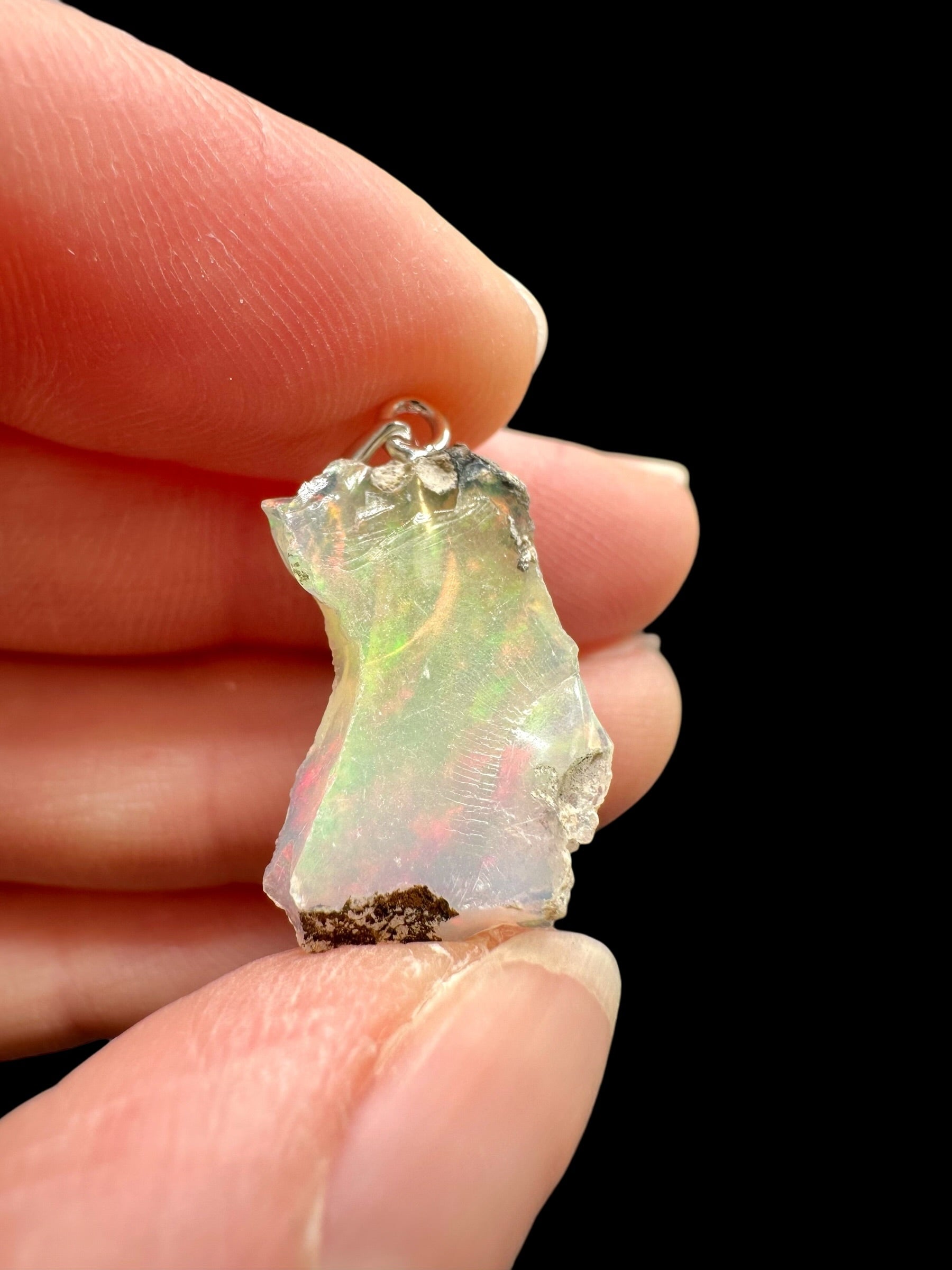 Silver precious opal pendant
