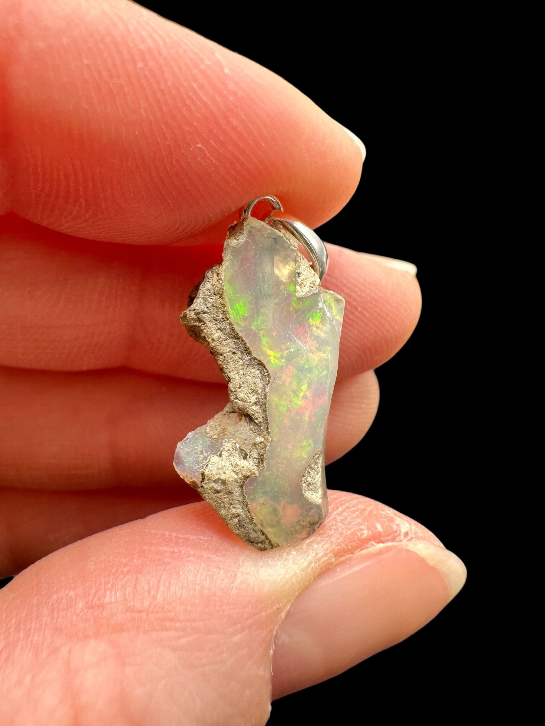 Silver precious opal pendant