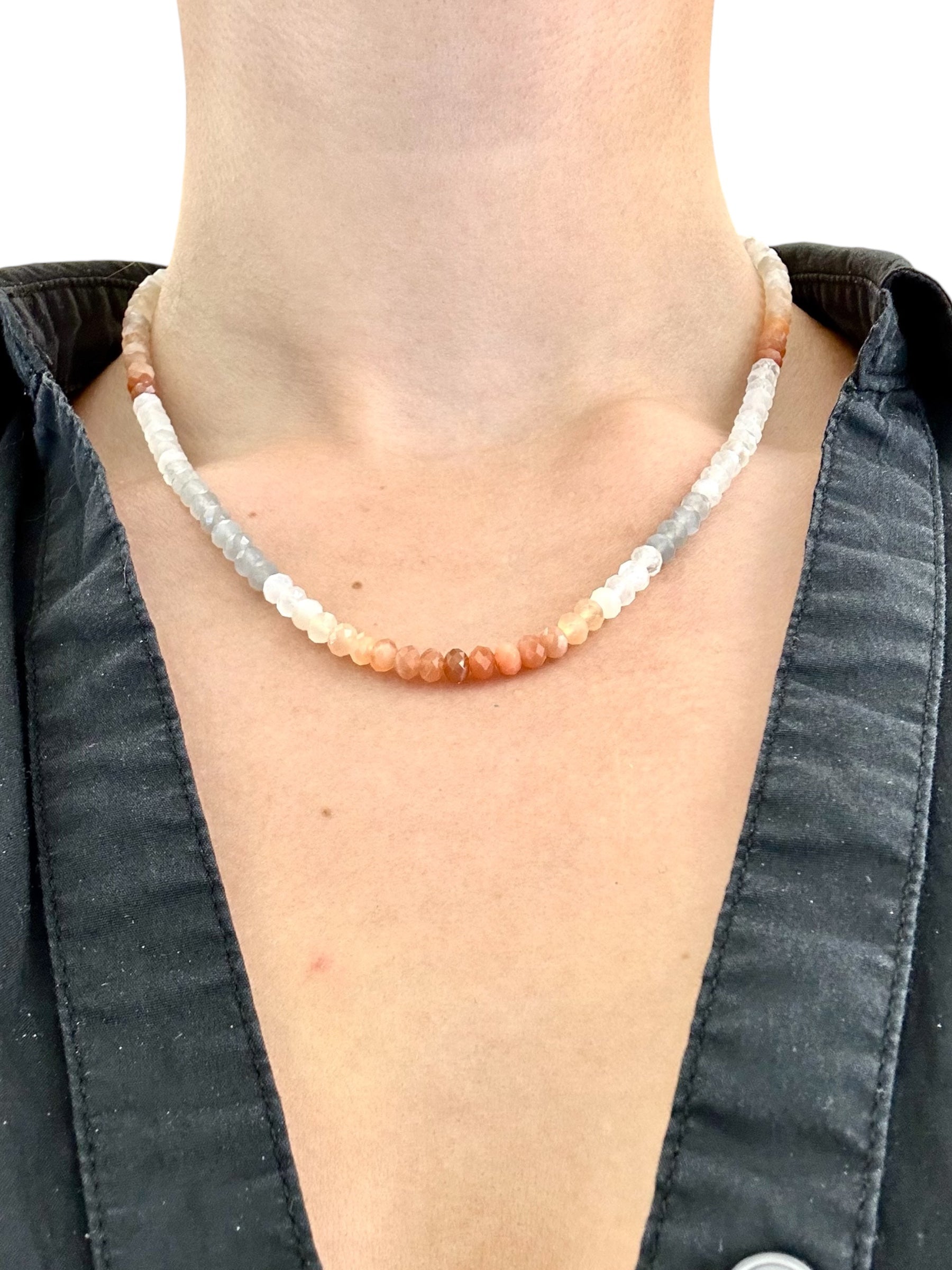 Moonstone necklace 45 cm (5mm)