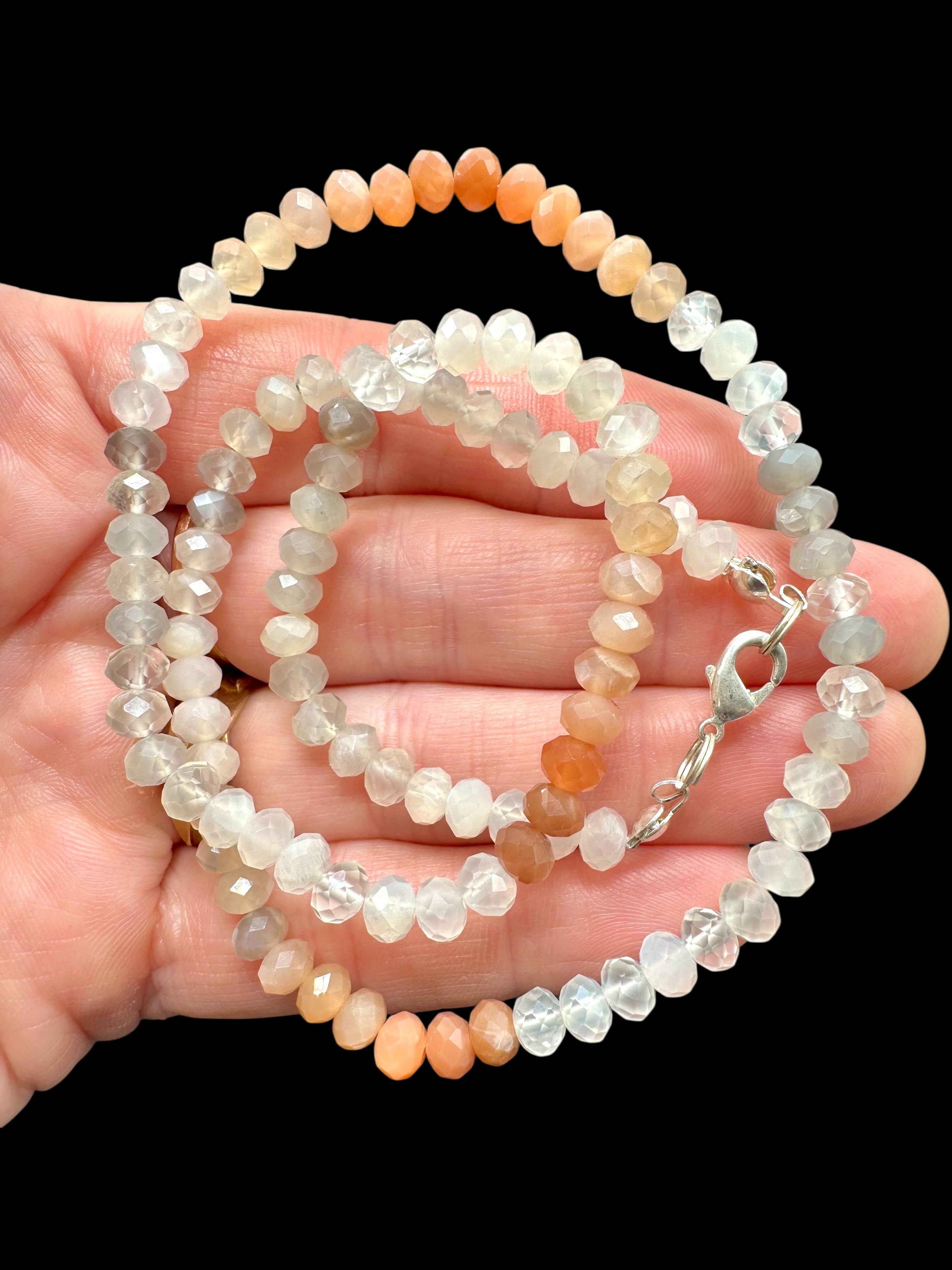 Moonstone necklace 45 cm (5mm) - NAH42
