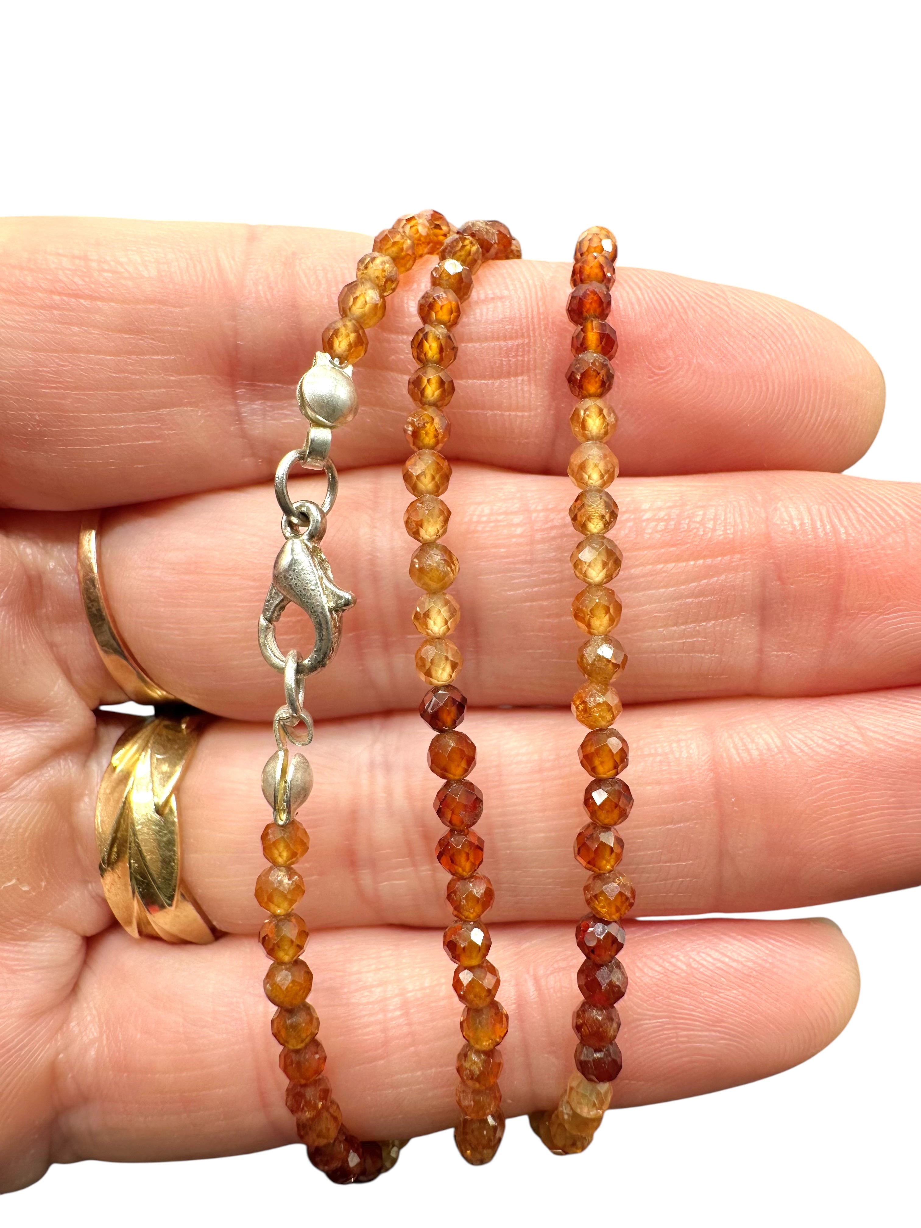 Garnet-hessonite necklace 45 cm (3mm) - NAH44