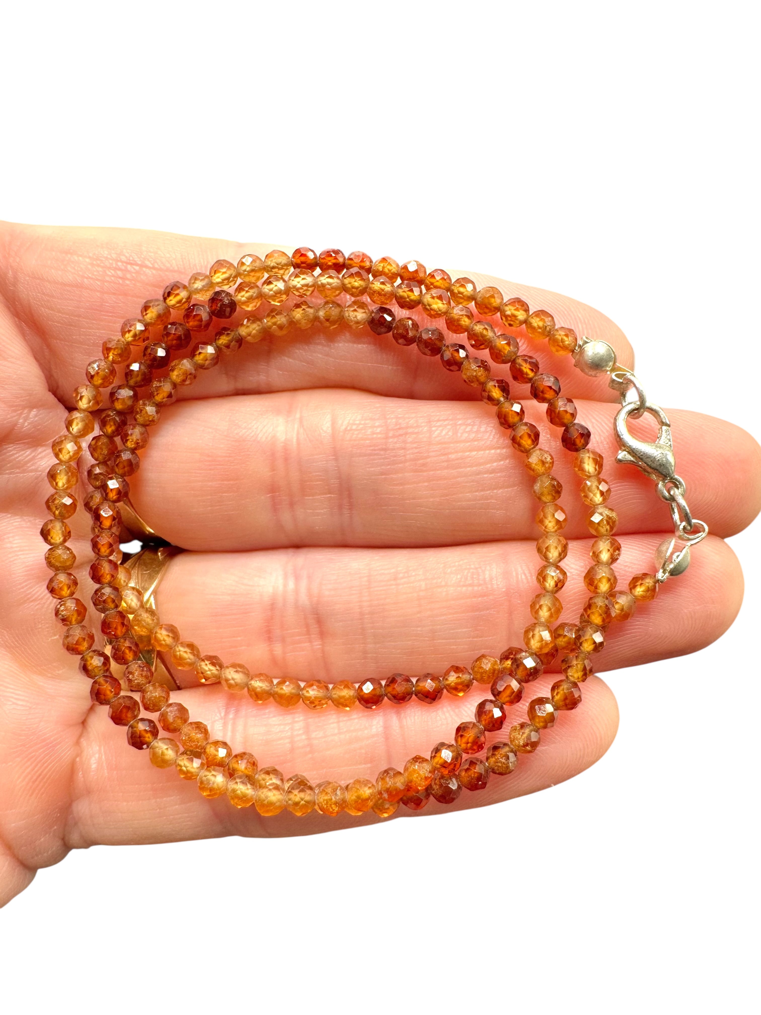 Garnet-hessonite necklace 45 cm (3mm) - NAH44