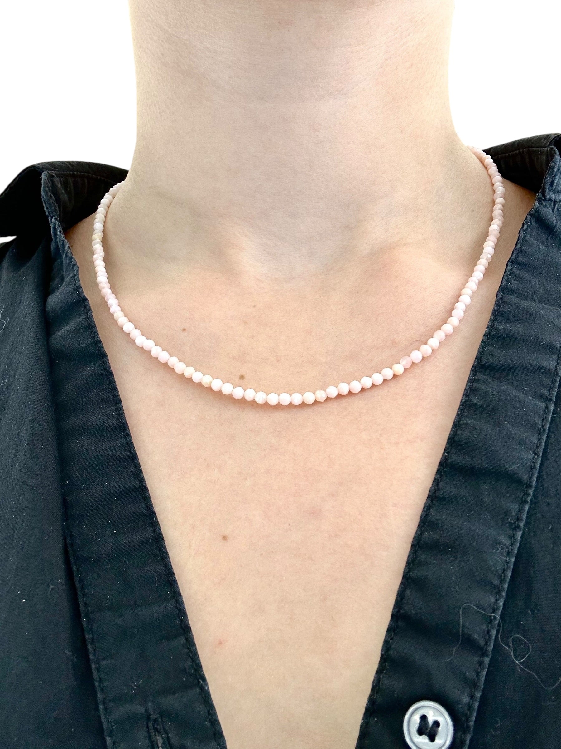Pink opal necklace 45 cm (3mm)