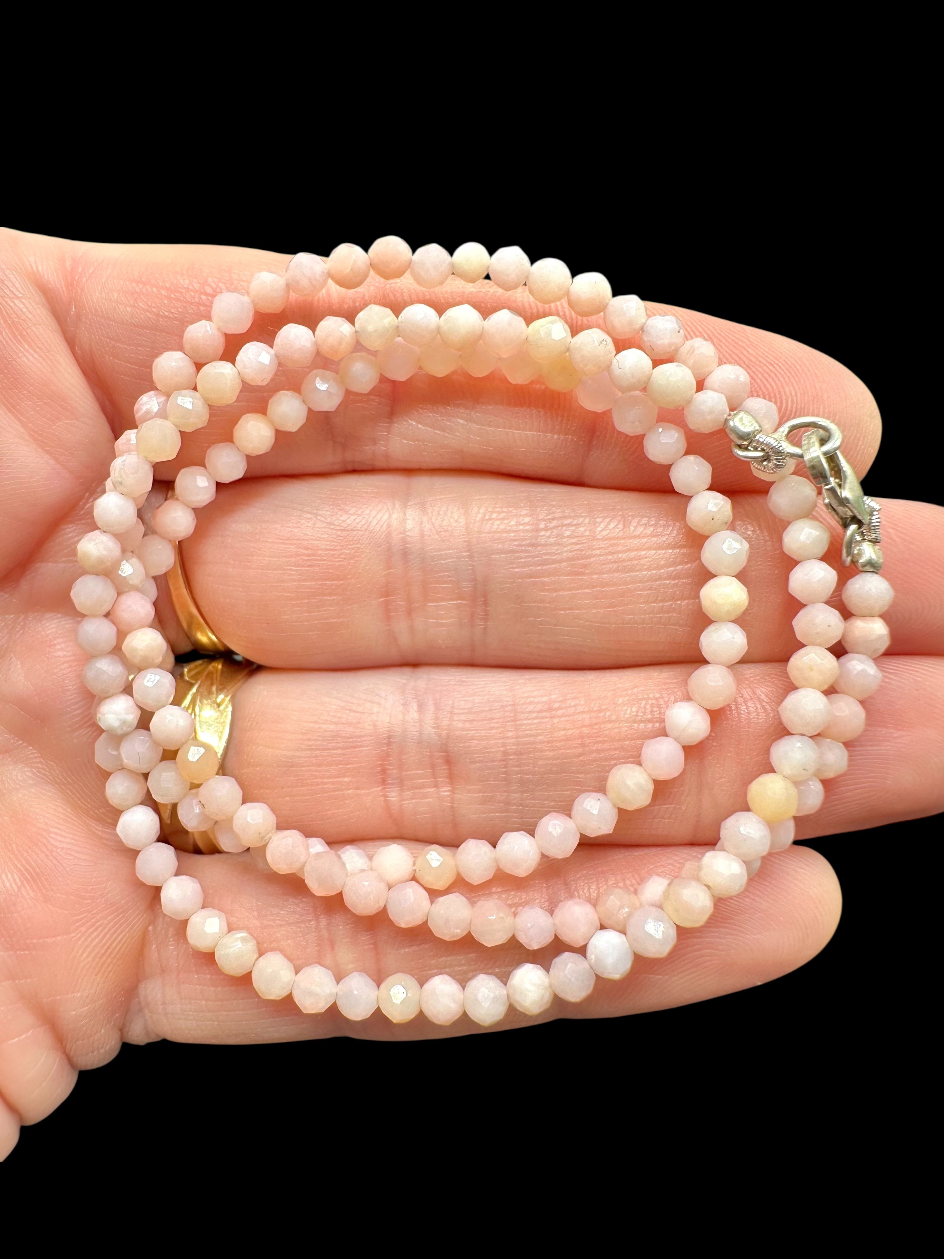 Pink opal necklace 45 cm (3mm) - NAH49