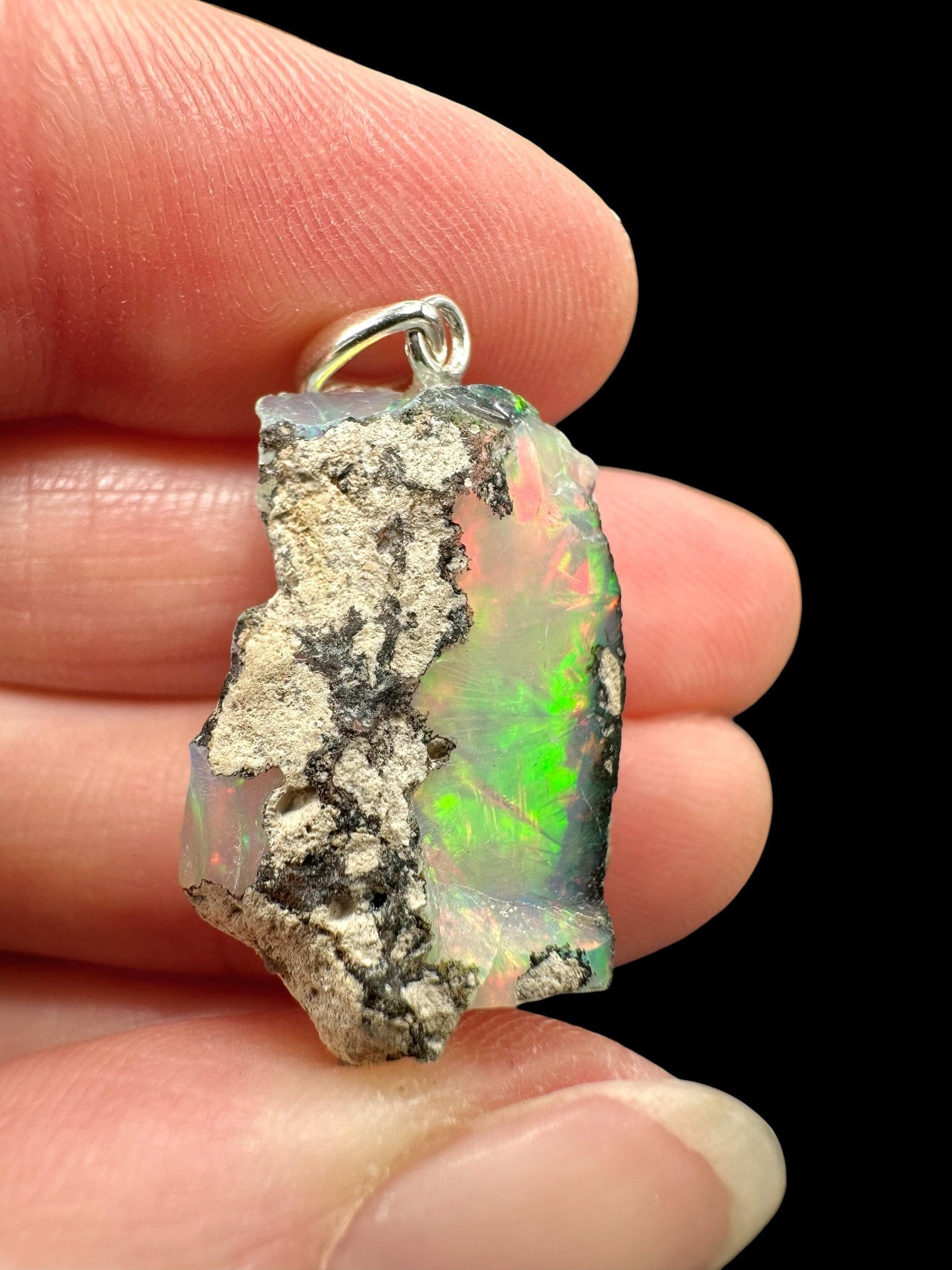 Silver precious opal pendant - SP/OP143
