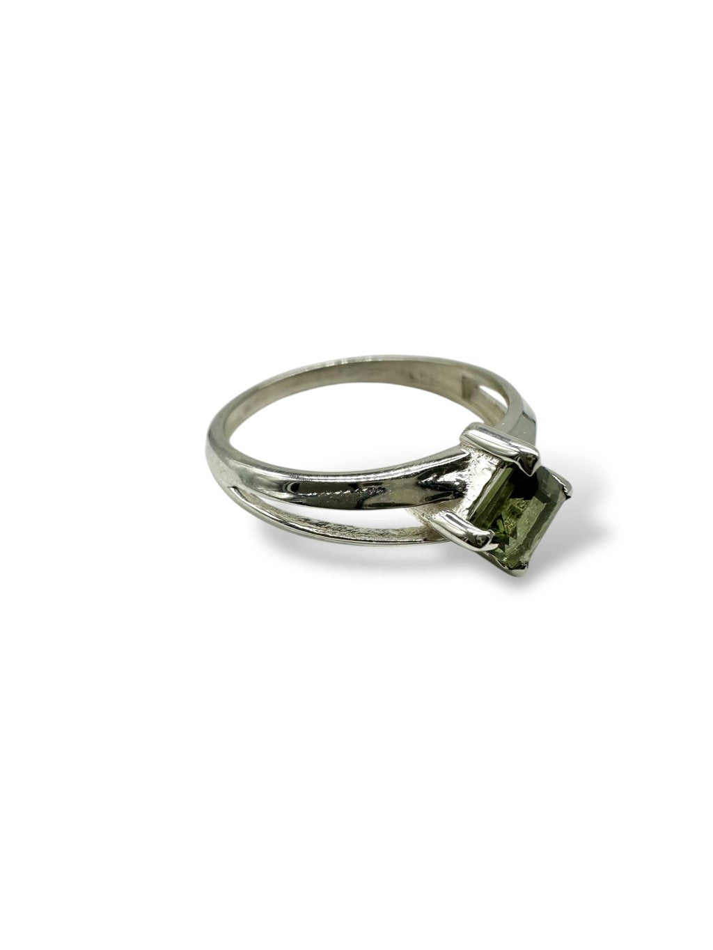 4 silver rings, size 54, with cut moldavites - VP48
