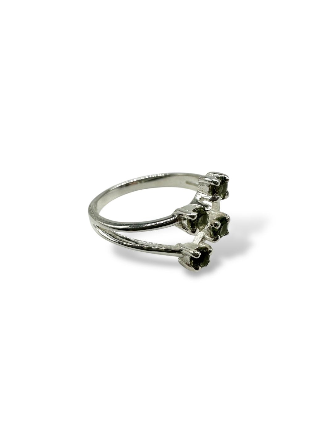 4 silver rings, size 54, with cut moldavites - VP48