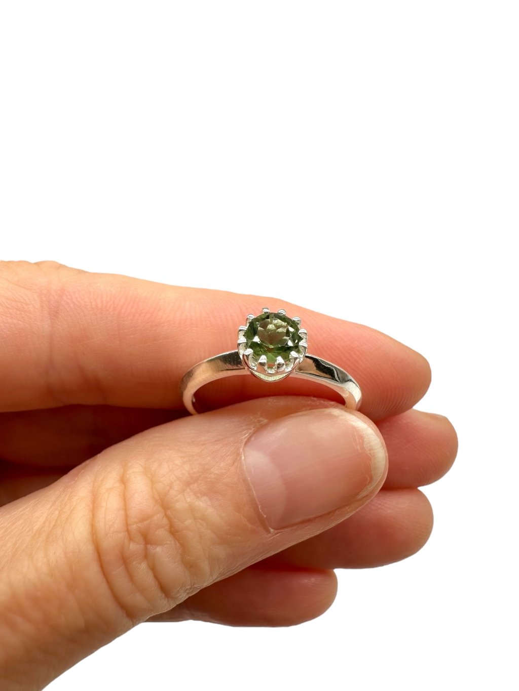 4 silver rings, size 54, with cut moldavites - VP48