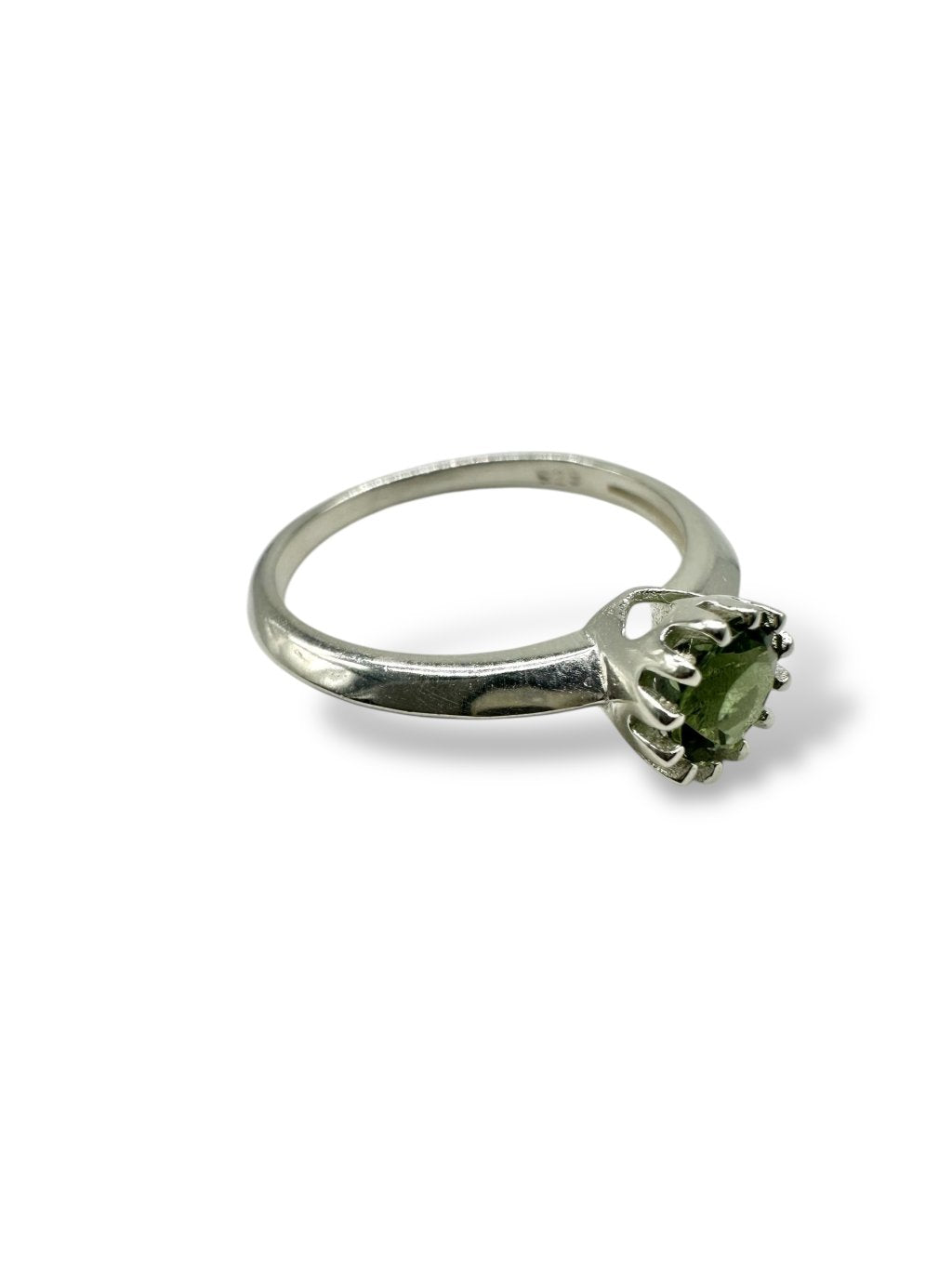 5 silver rings, different size, with cut moldavites - VP50