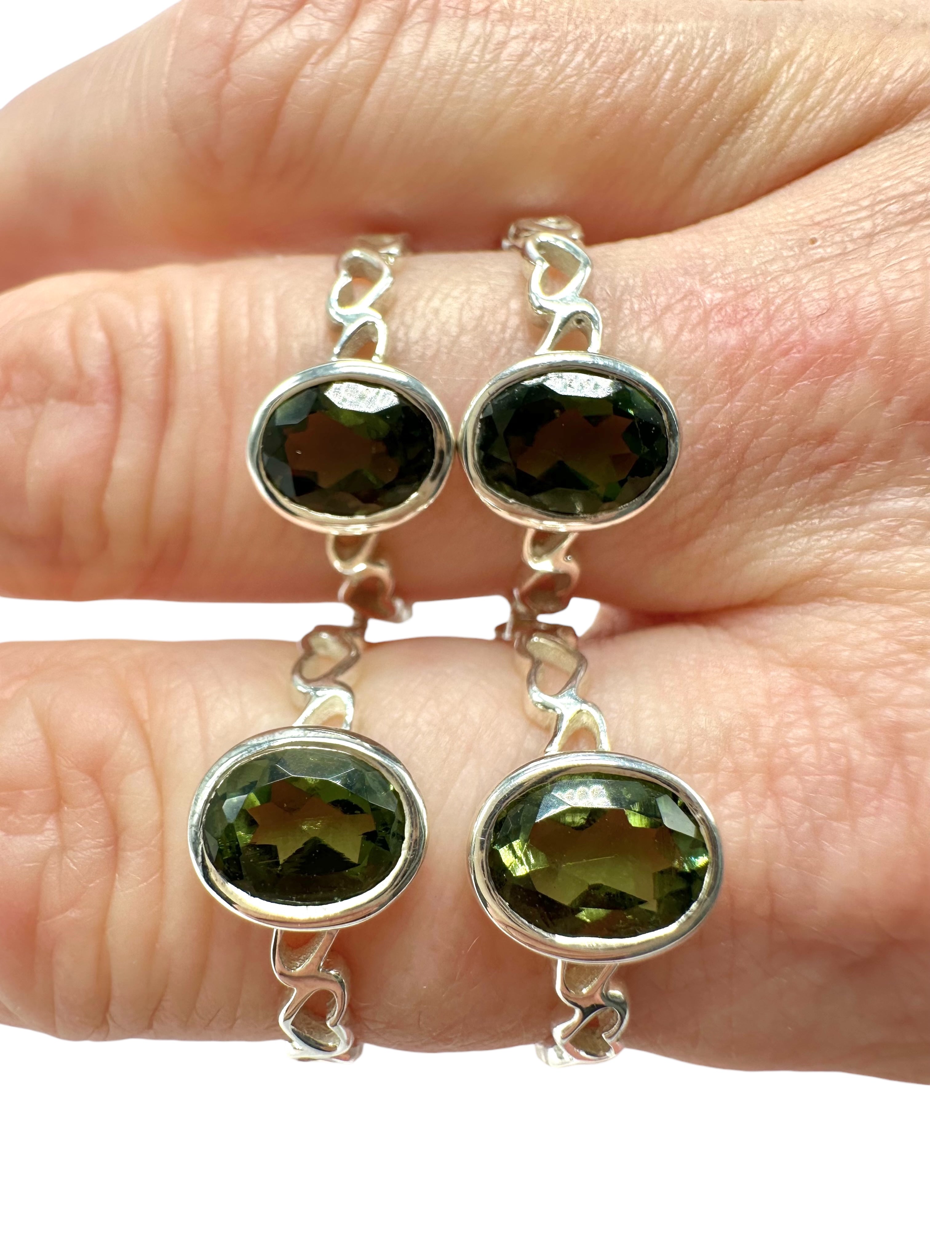 4 silver rings, size 58, with cut moldavites - VP53