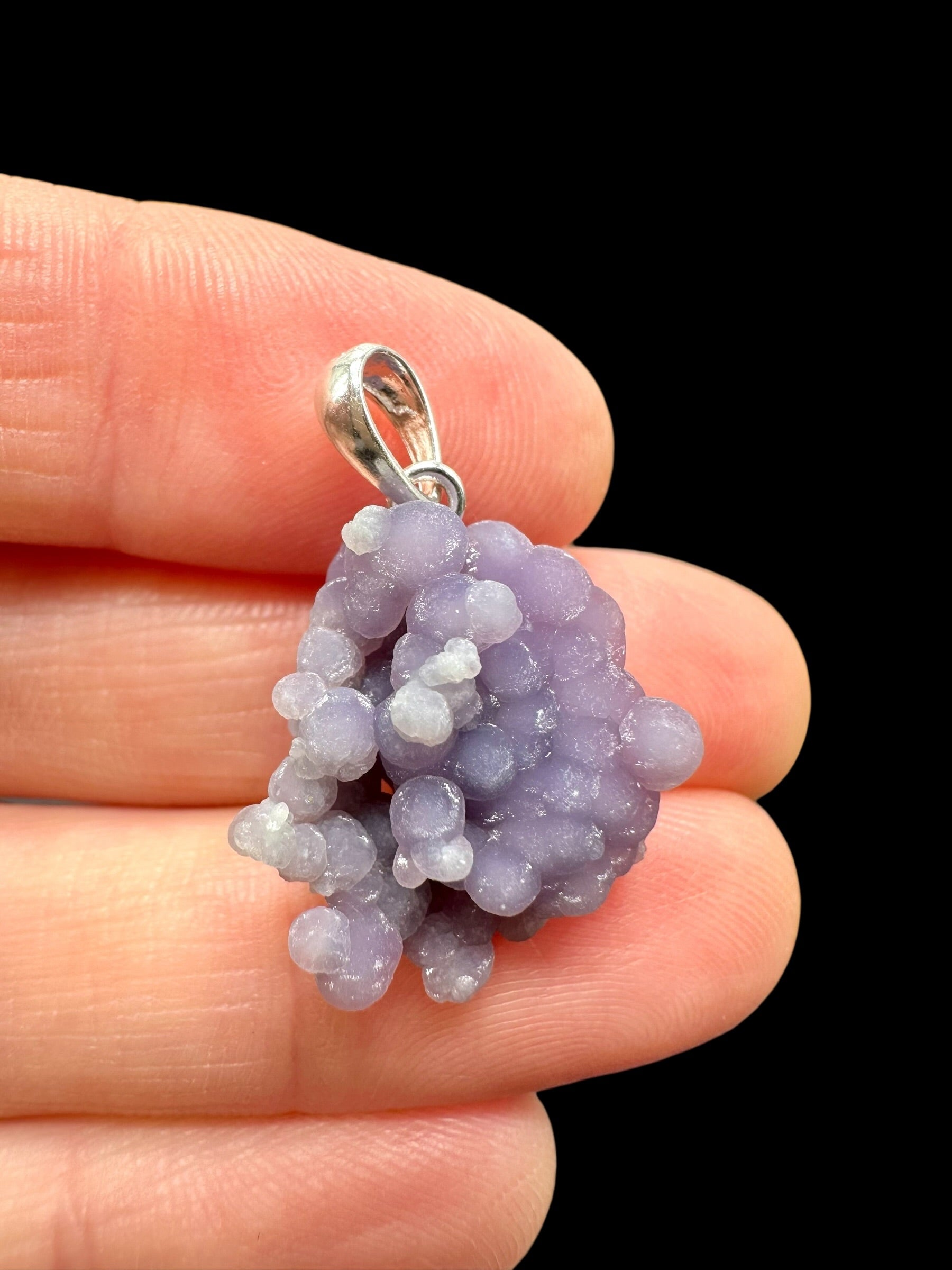Silver grape chalcedony pendant