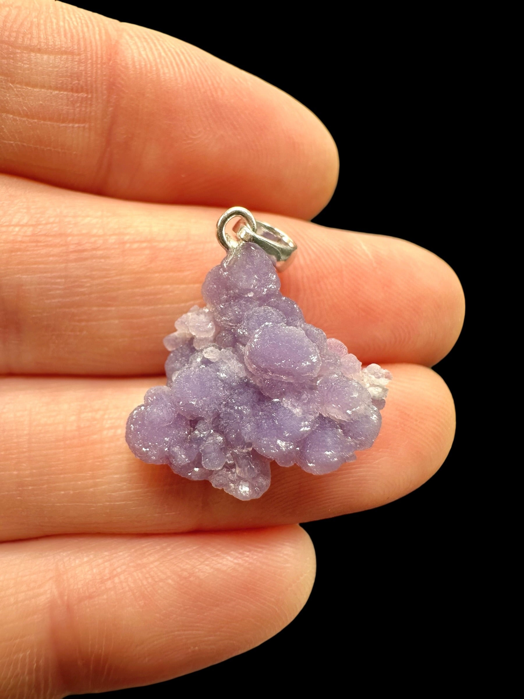 Silver grape chalcedony pendant