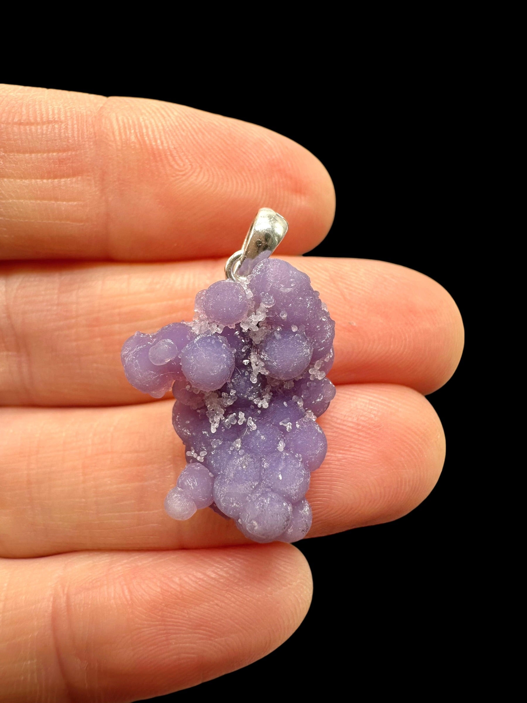 Silver grape chalcedony pendant