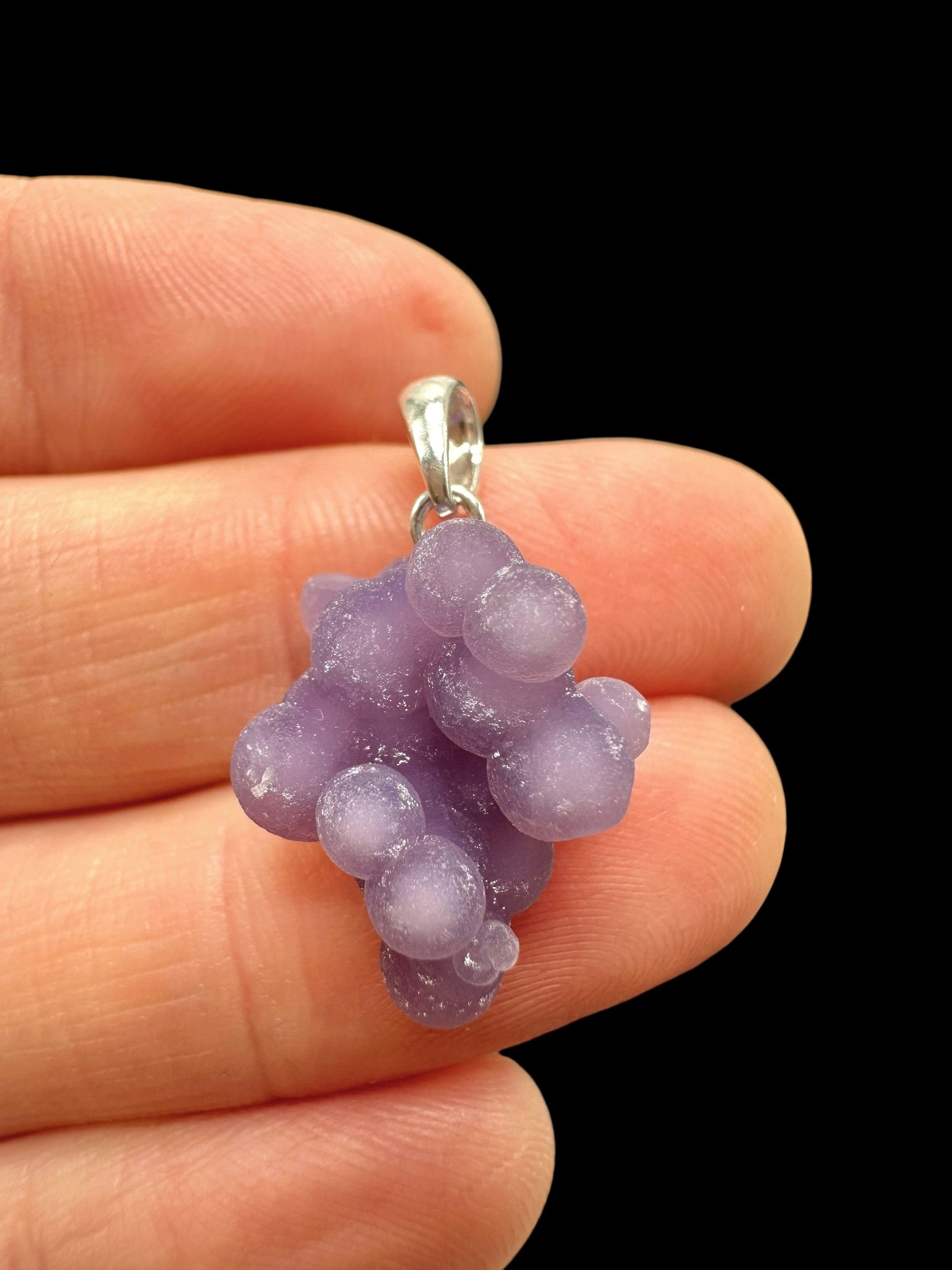 Silver grape chalcedony pendant