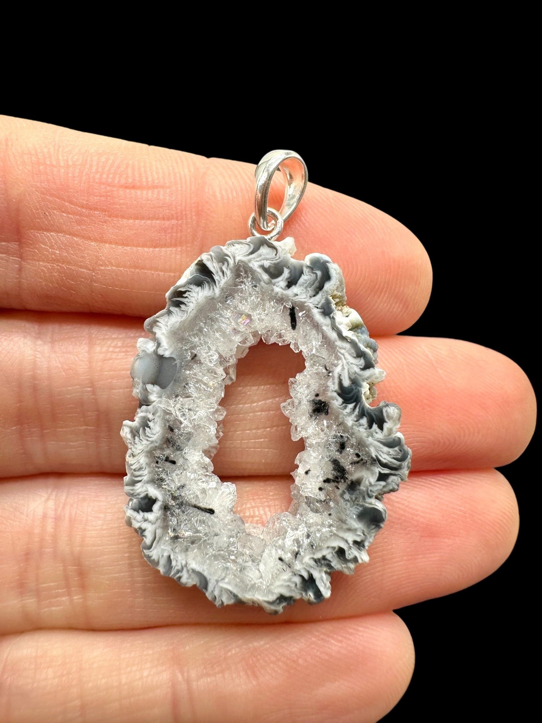 Silver pendant made from feather agate - SP/PA06