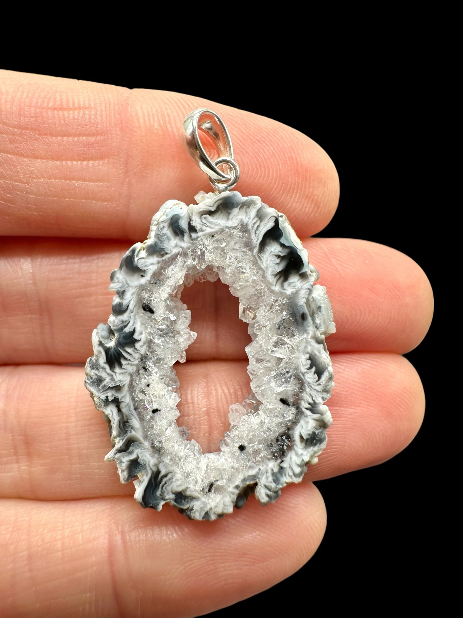 Silver pendant made from feather agate - SP/PA06