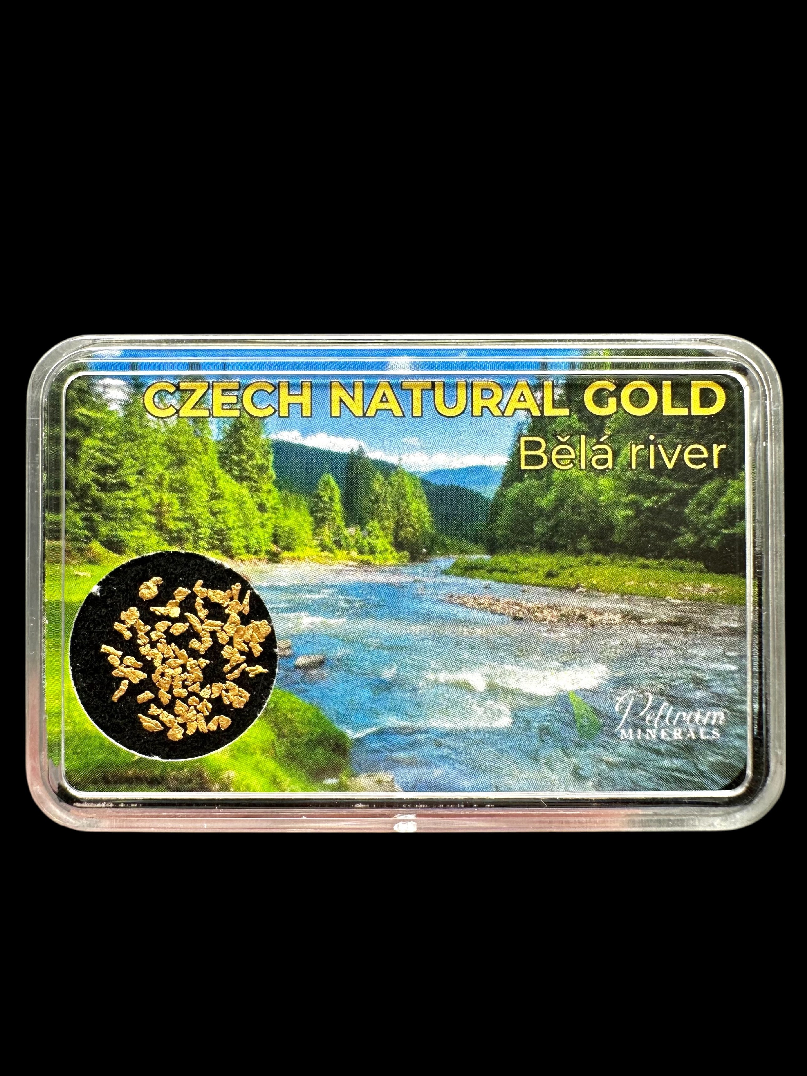 0,1g of gold in box – Bela river, CZ