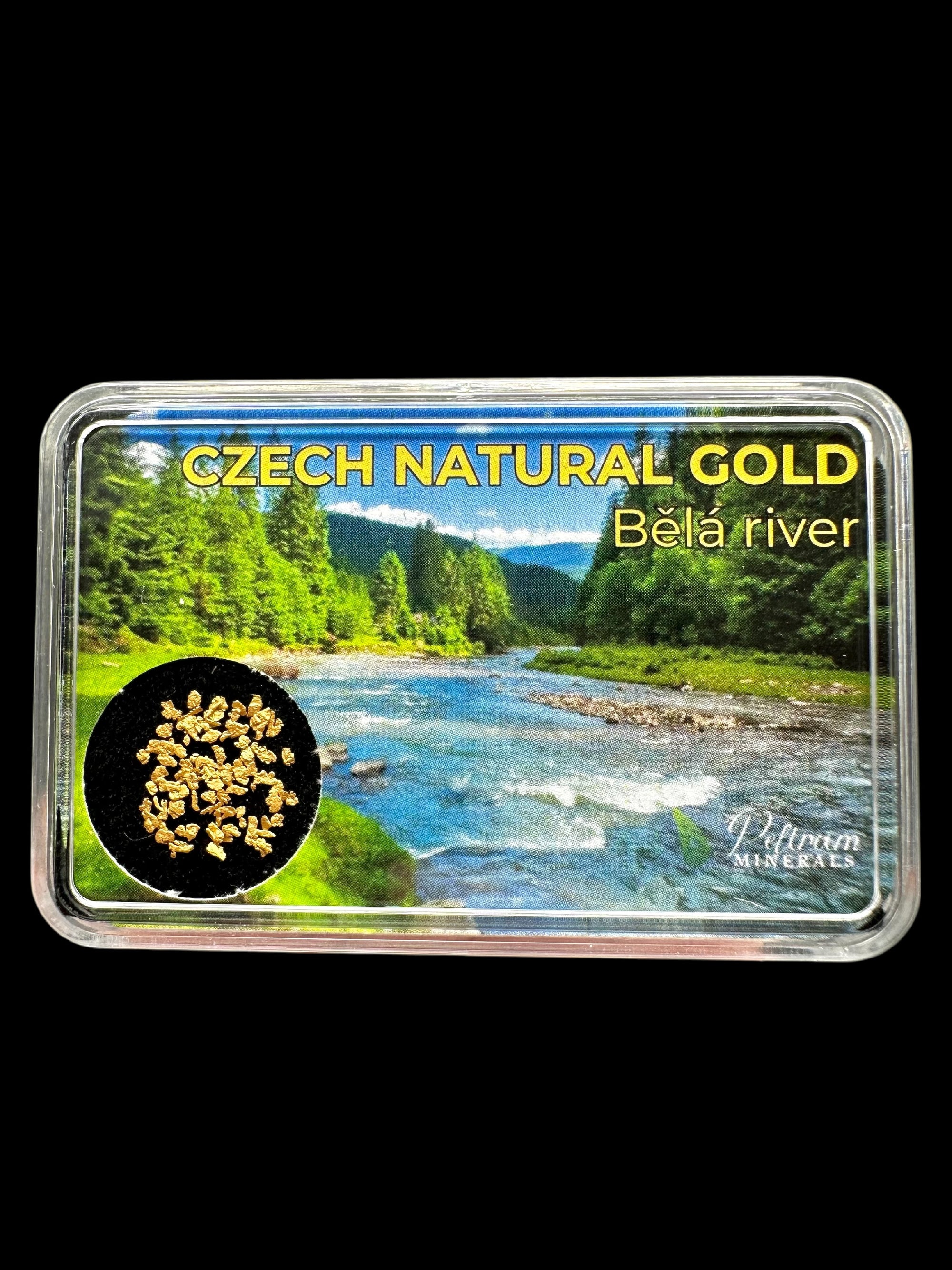 0,1g of gold in box – Bela river, CZ