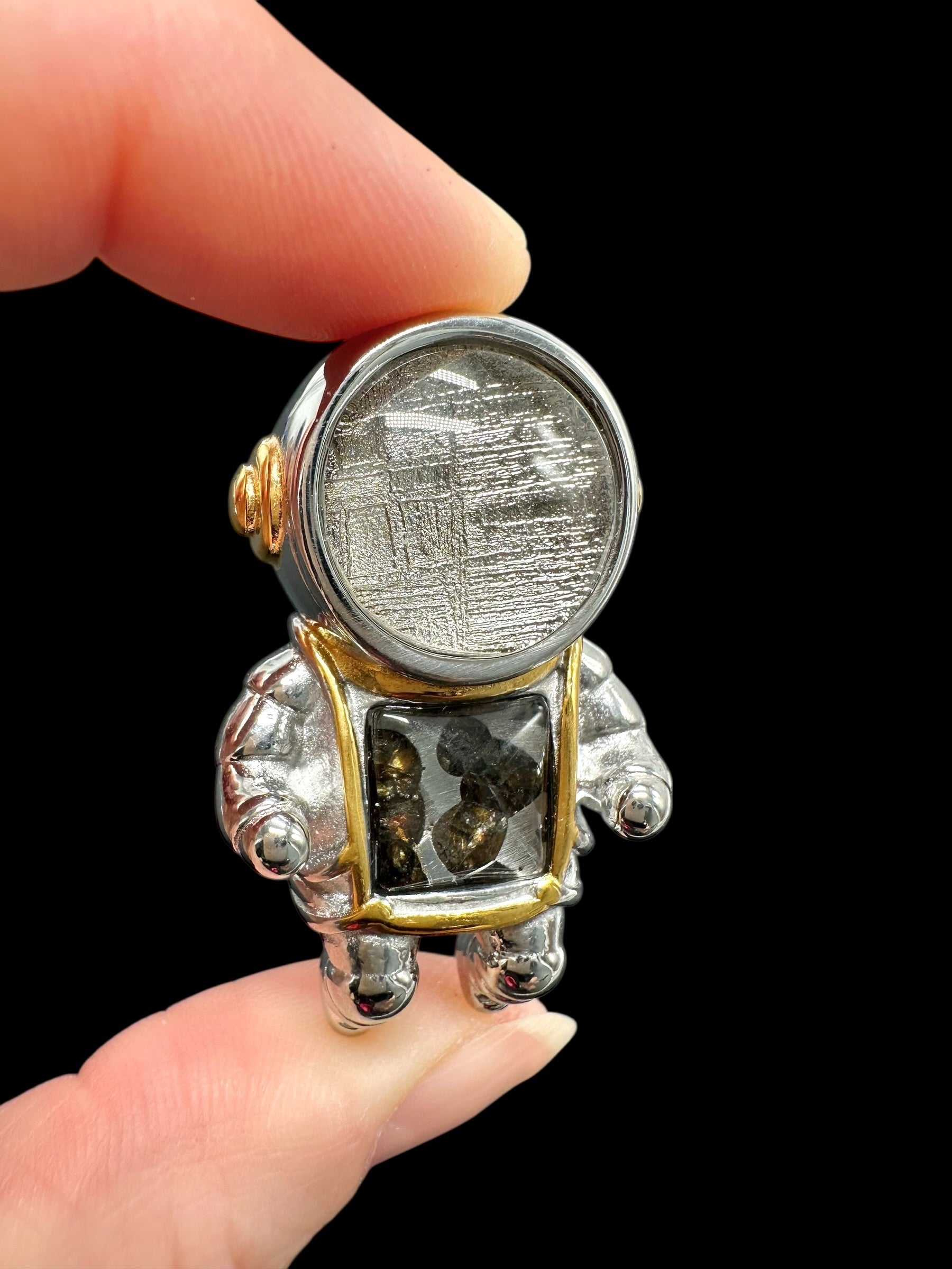 Astronaut pendant made from meteorites Aletai and Sericho