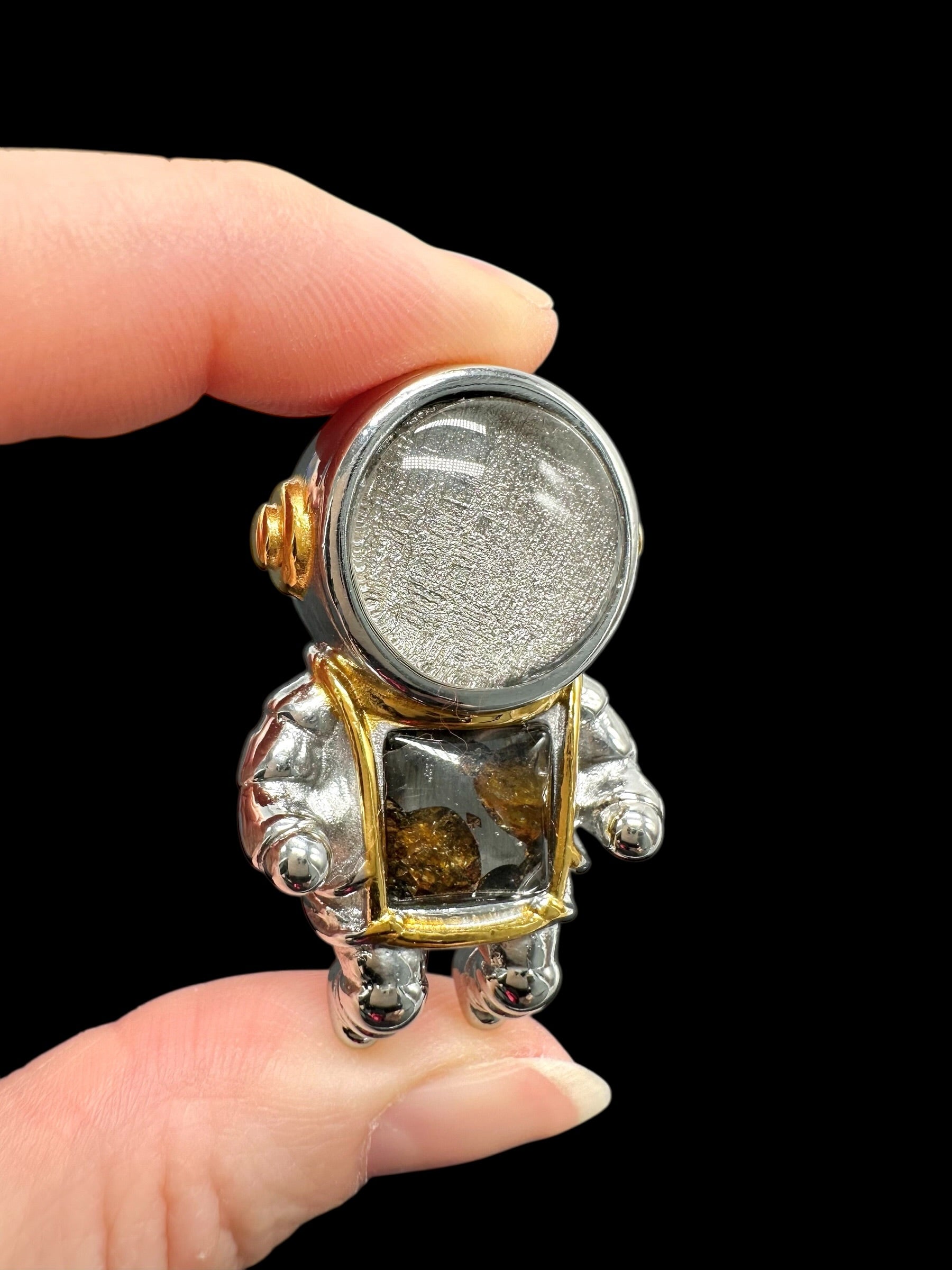 Astronaut pendant made from meteorites Aletai and Sericho