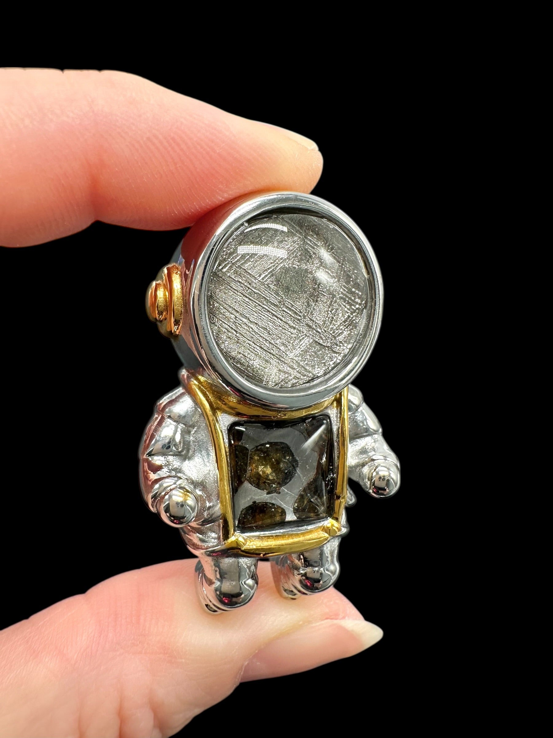 Astronaut pendant made from meteorites Aletai and Sericho