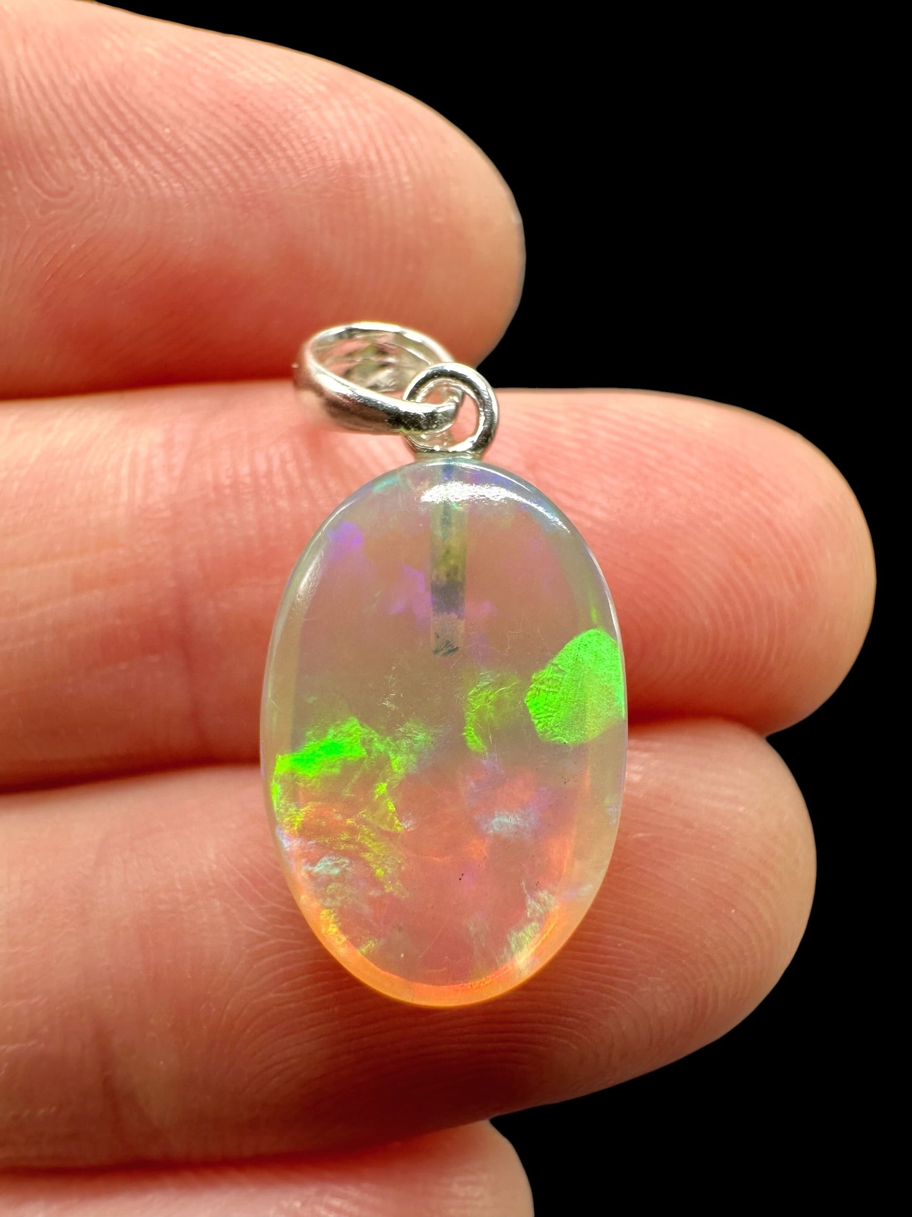 Silver faceted precious opal pendant - SP/OP147
