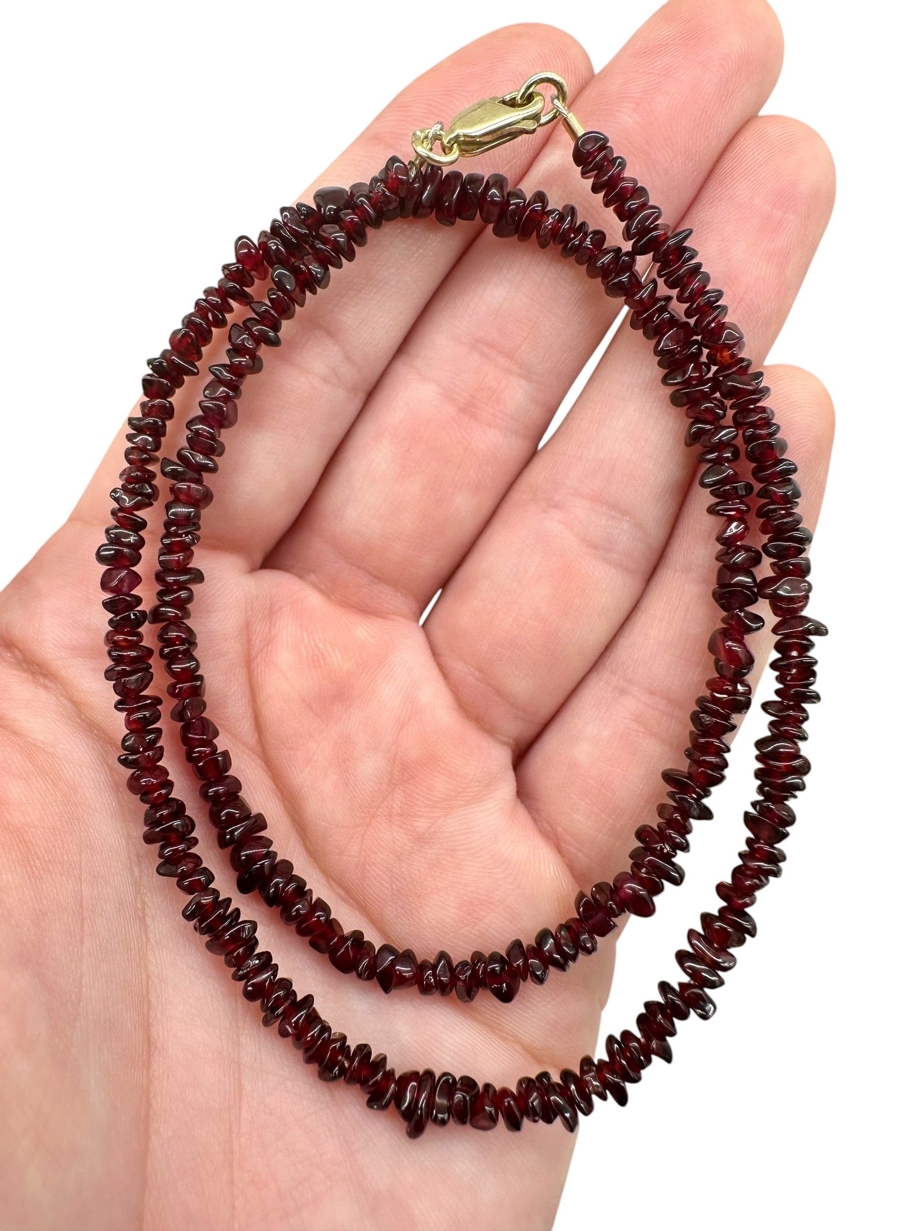 Czech garnet necklace 44cm – tumbled beads - NAH55