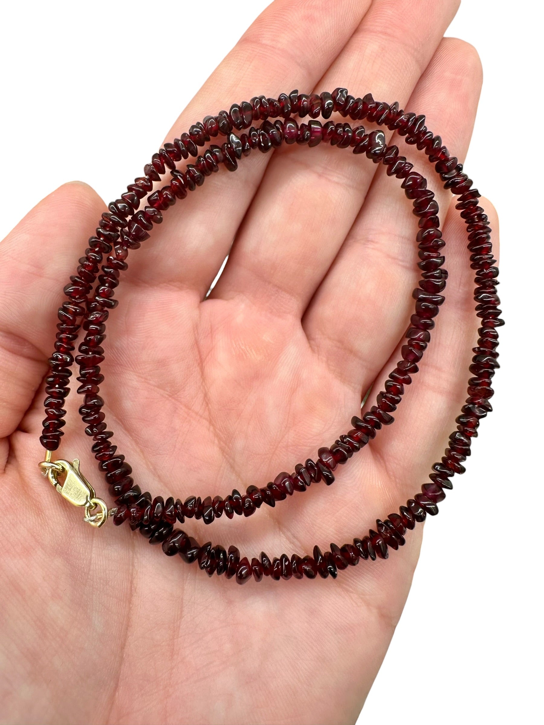 Czech garnet necklace 44cm – tumbled beads - NAH55