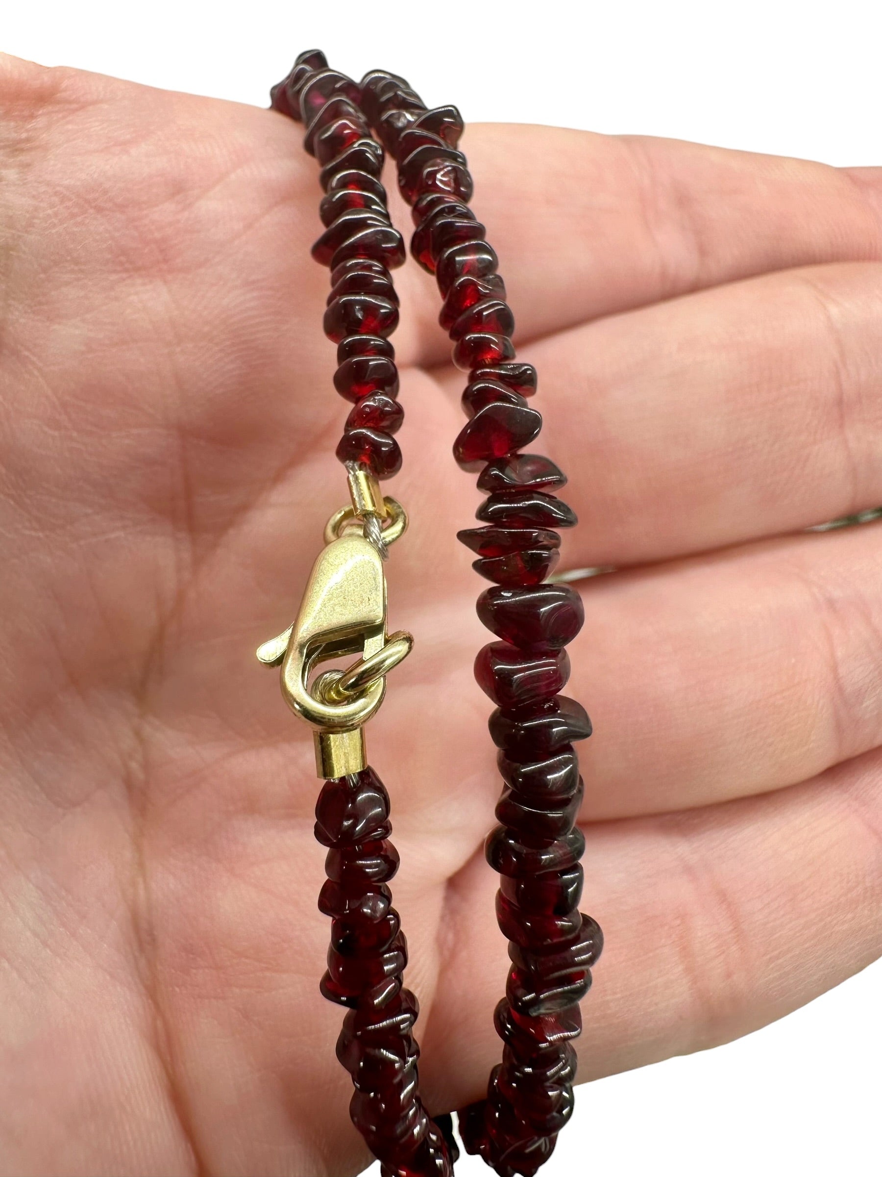 Czech garnet necklace 44cm – tumbled beads - NAH55