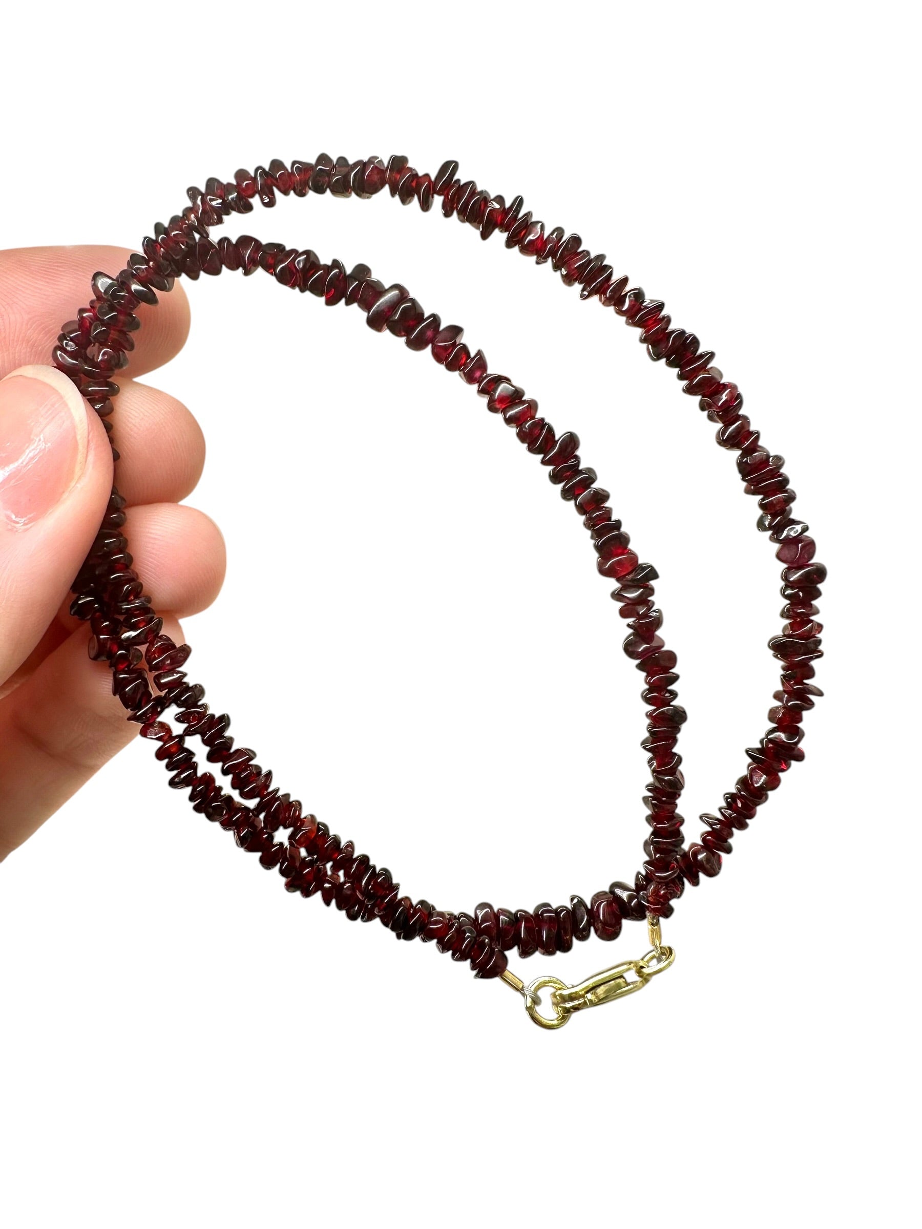 Czech garnet necklace 44cm – tumbled beads - NAH55