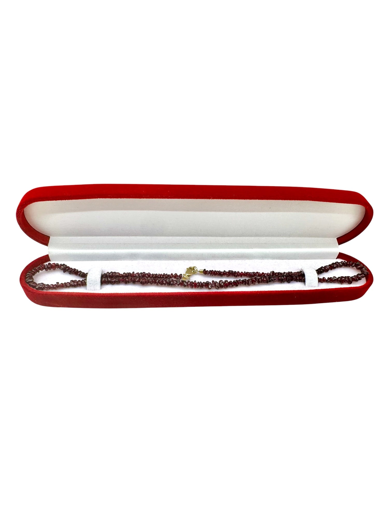 Czech garnet necklace 44cm – tumbled beads - NAH55