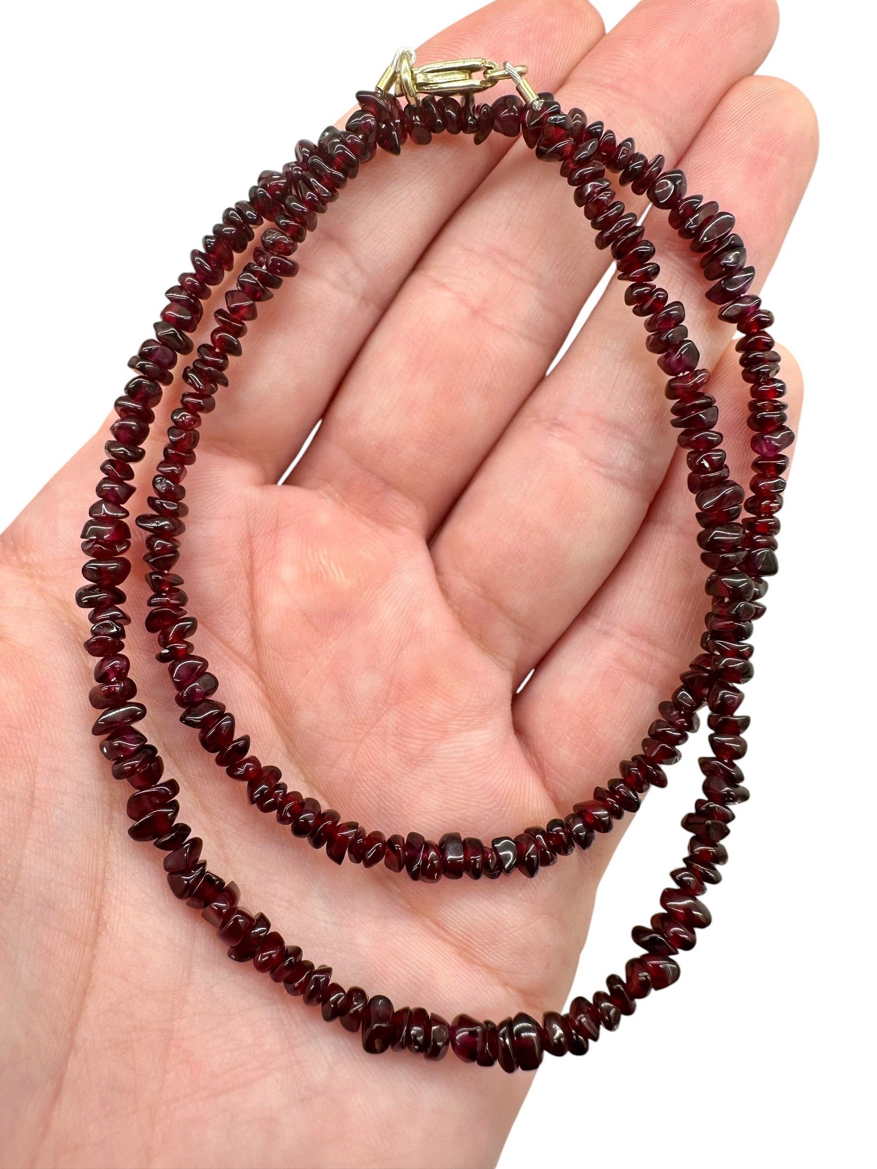 Czech garnet necklace 45 cm – tumbled beads - NAH56