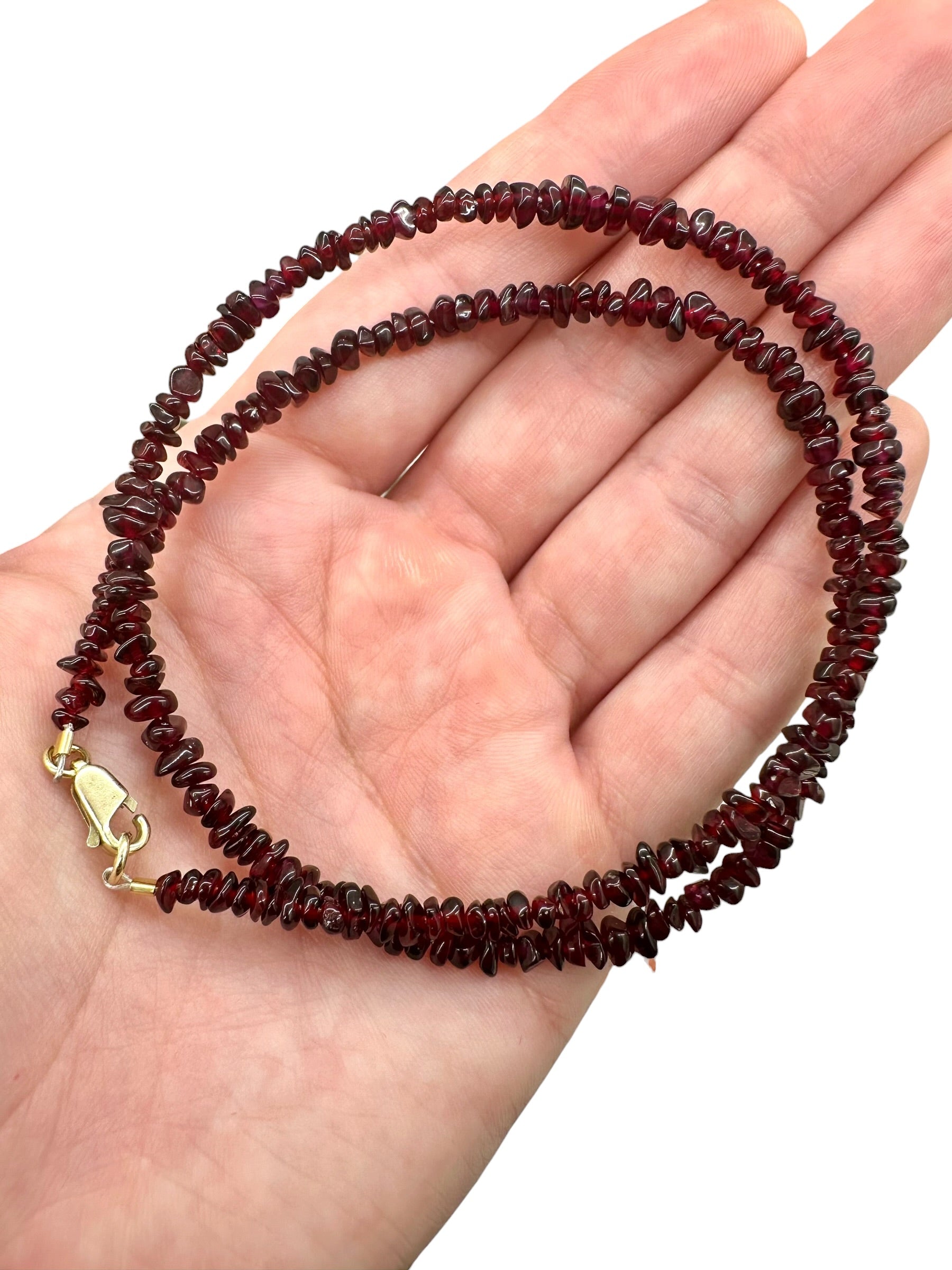 Czech garnet necklace 45 cm – tumbled beads - NAH56
