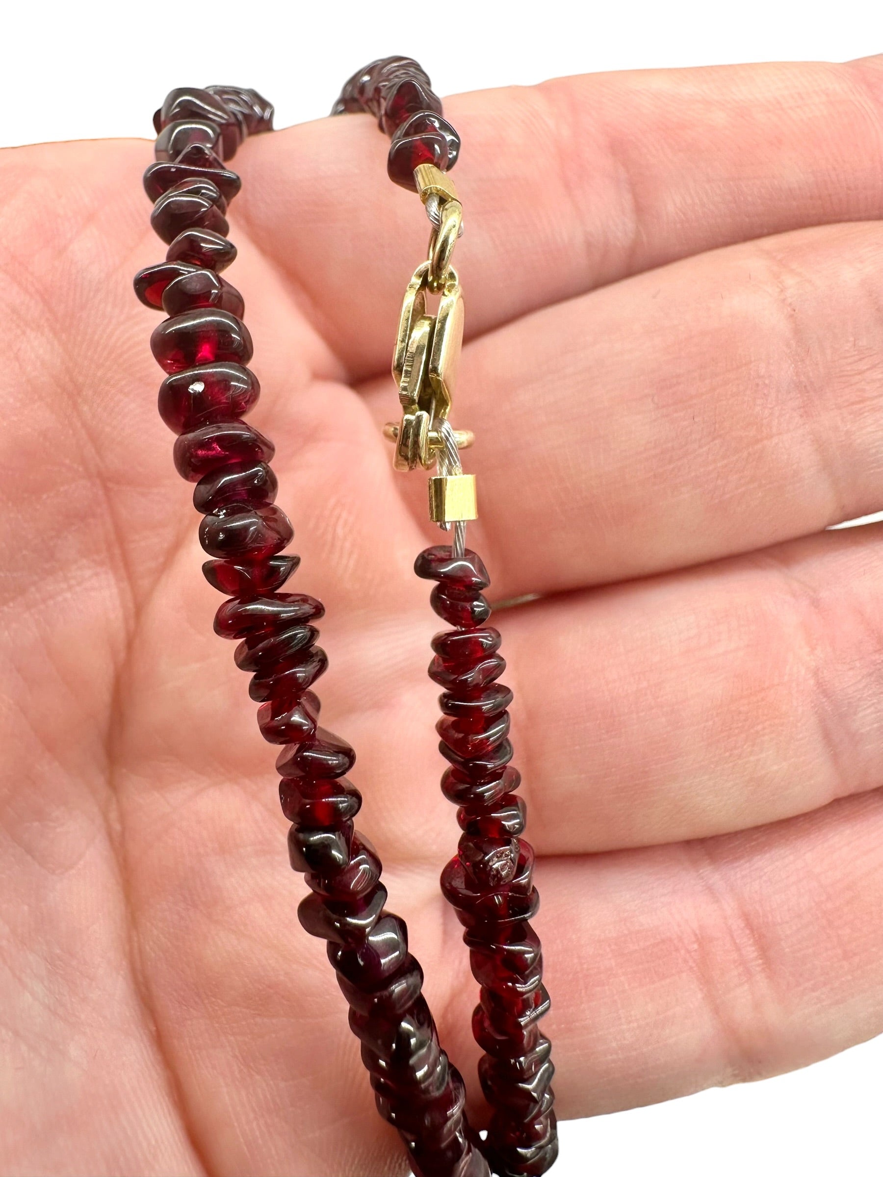 Czech garnet necklace 45 cm – tumbled beads - NAH56