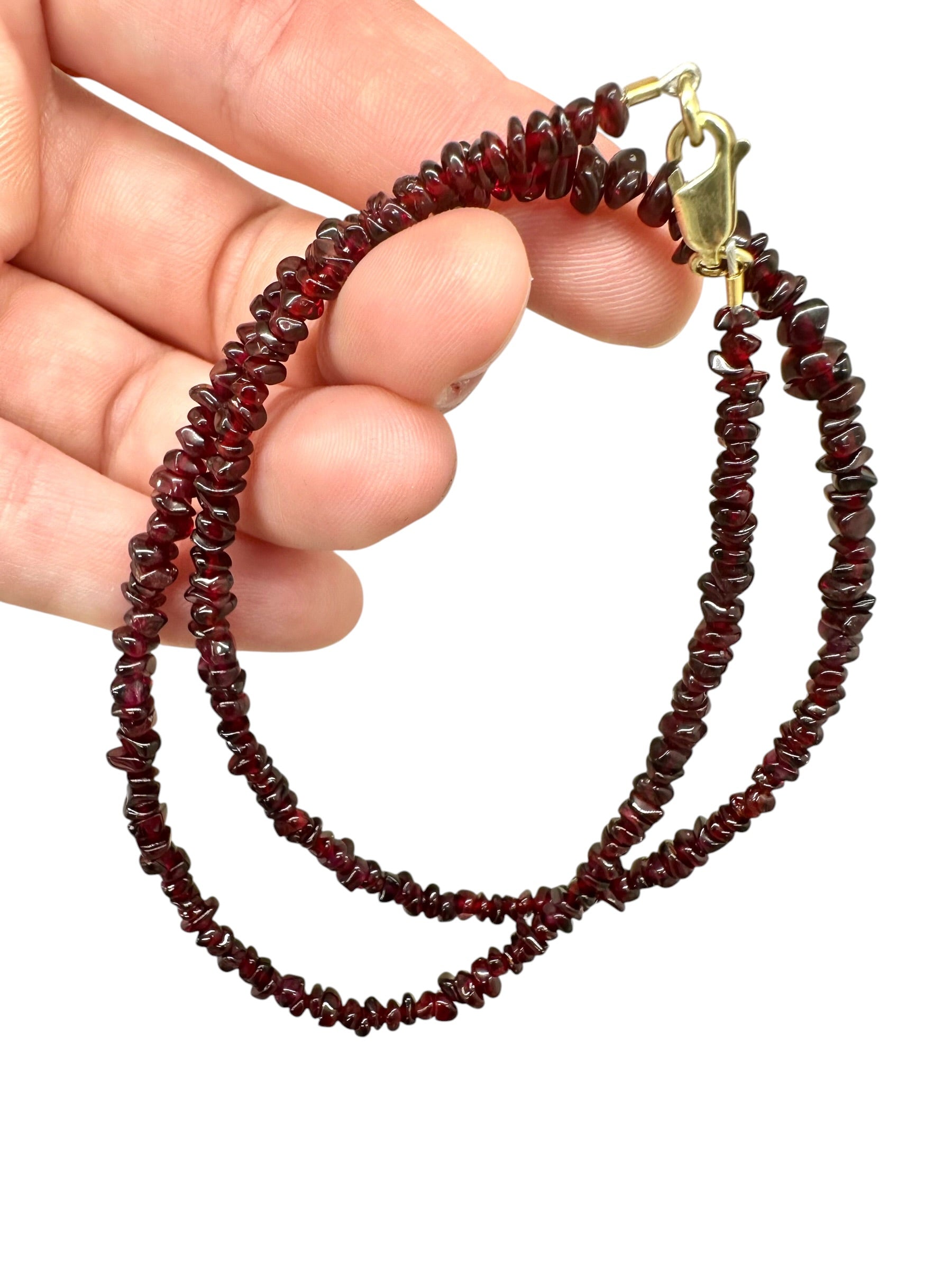 Czech garnet necklace 45 cm – tumbled beads - NAH56