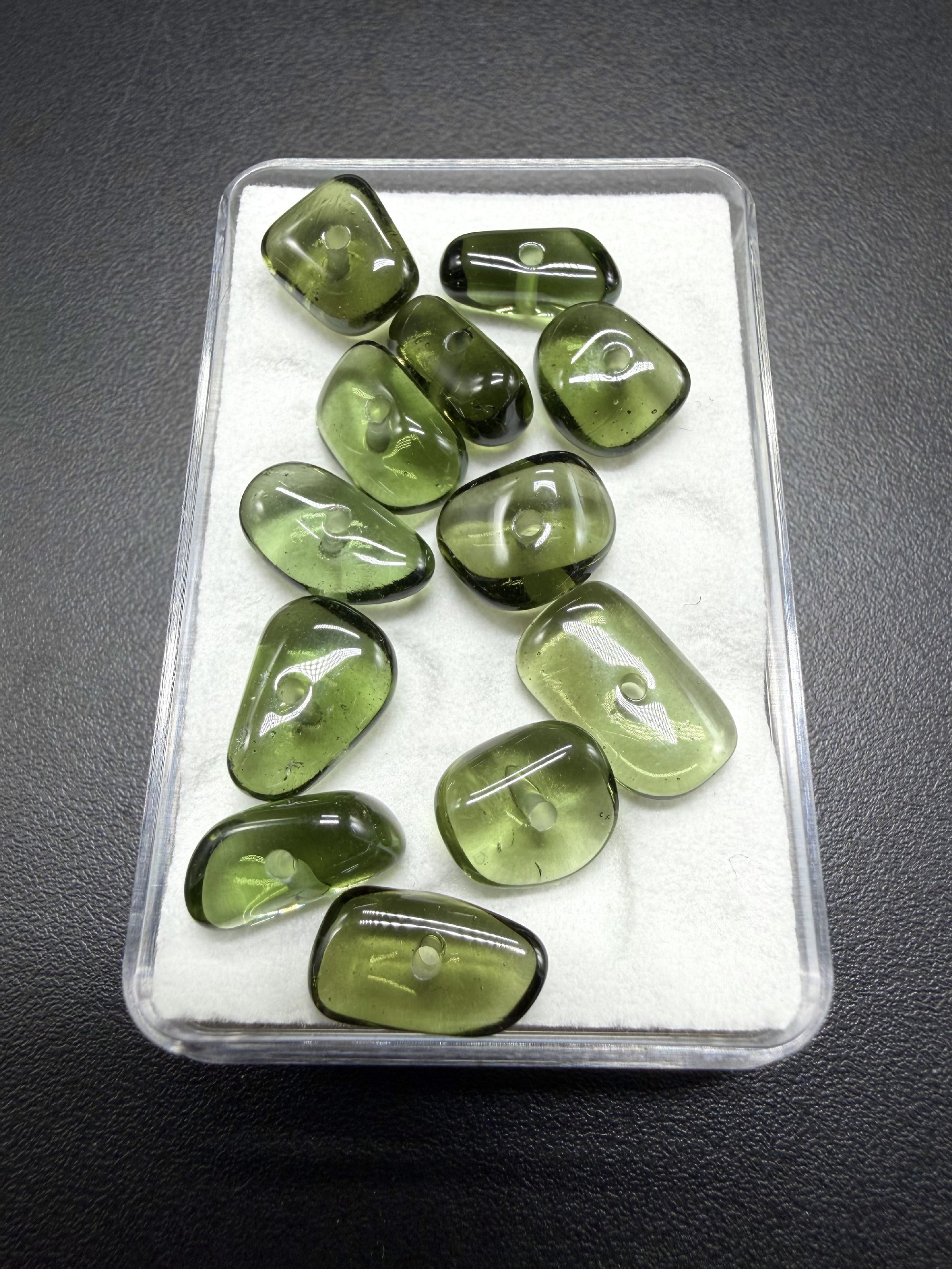 Moldavite bead with drilled hole – random piece